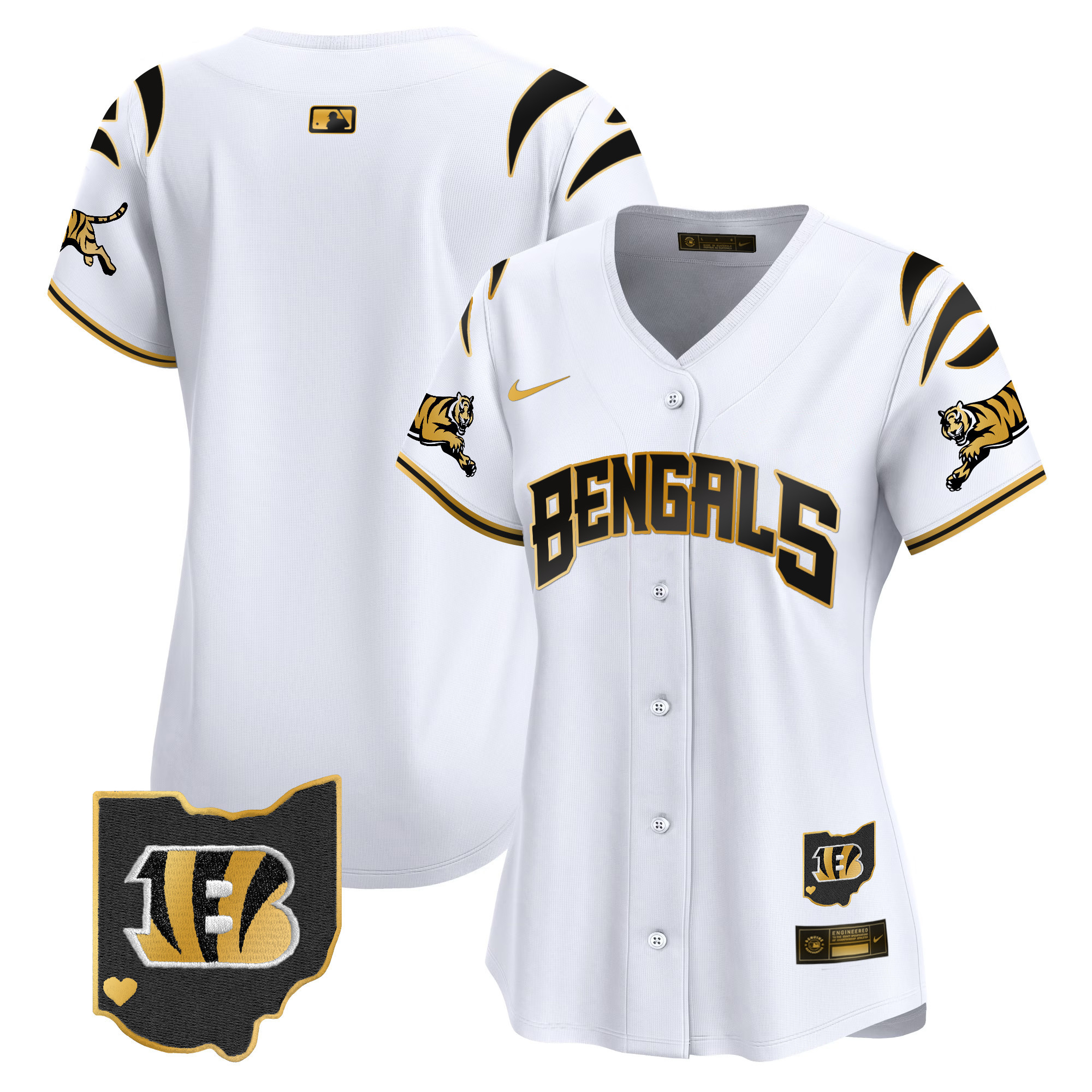 #1 Team Women's Cincinnati Bengals Vapor Premier Limited White Gold Jersey - All Stitched