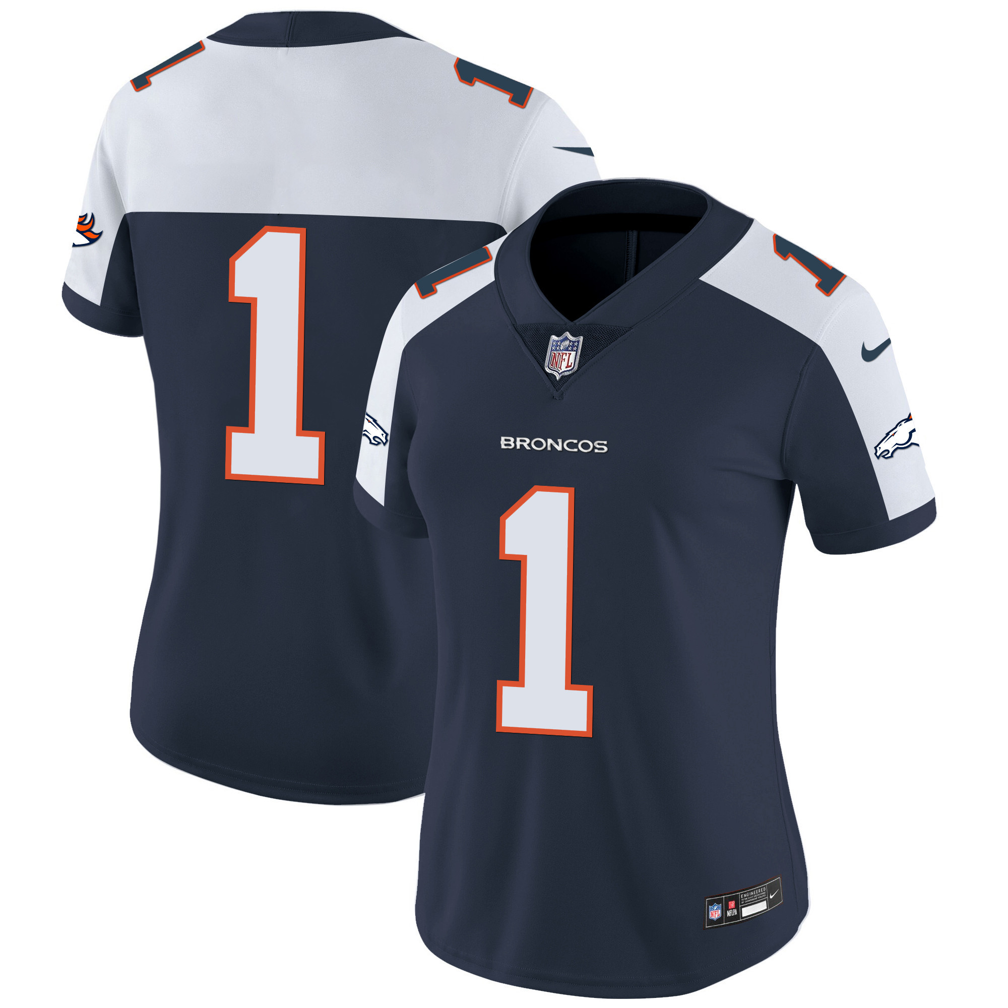 #1 Team Women's Denver Broncos Vapor Limited Navy Alternate Jersey - All Stitched