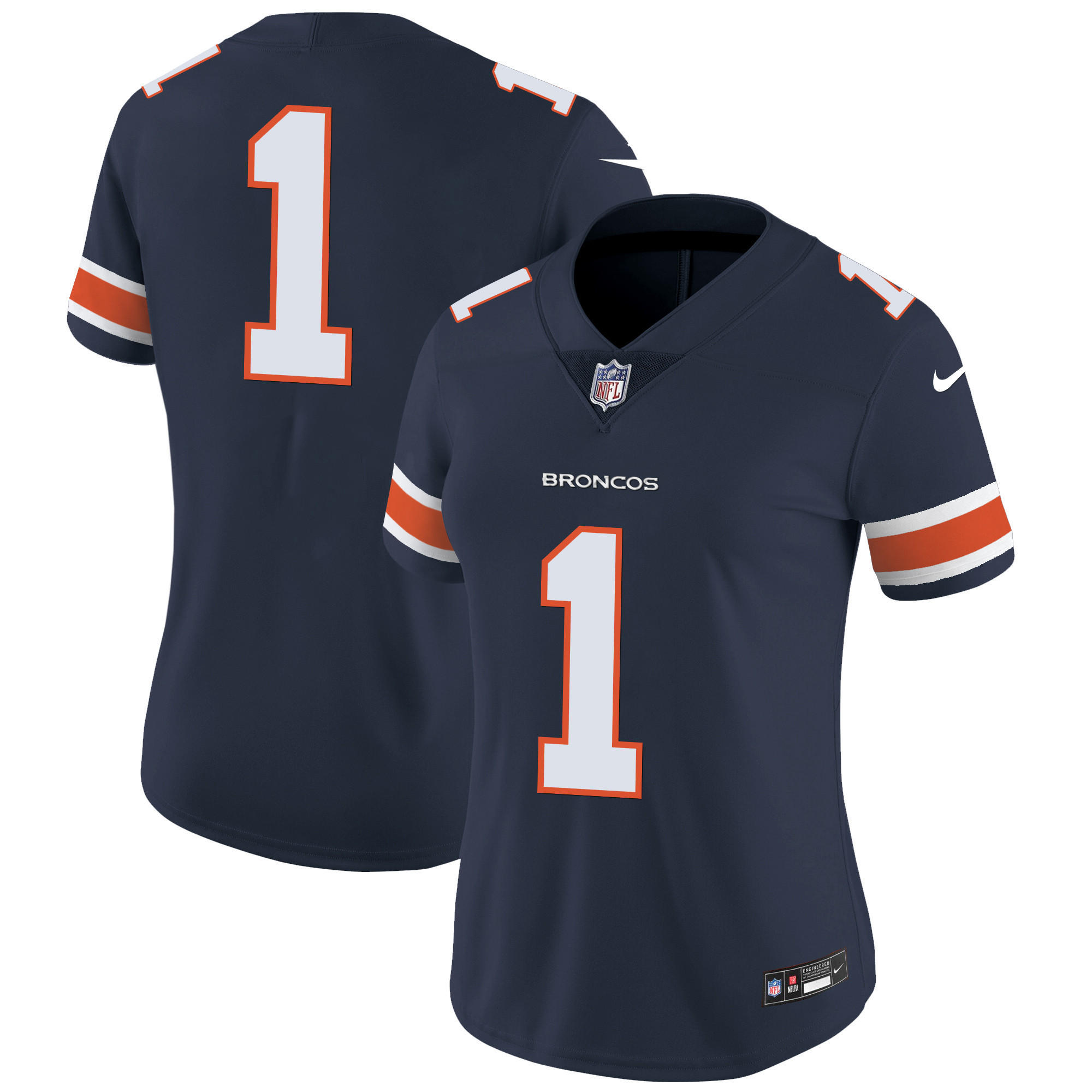 #1 Team Women's Denver Broncos Vapor Limited Navy Jersey - All Stitched