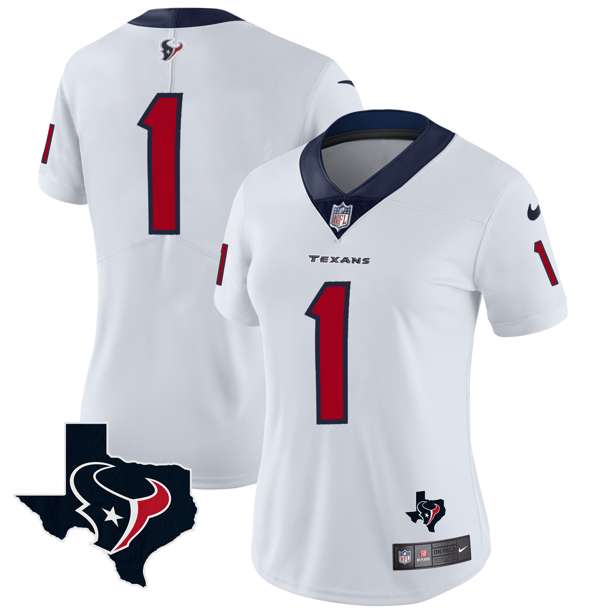 #1 Team Women's Houston Texans Vapor Limited White Jersey - All Stitched