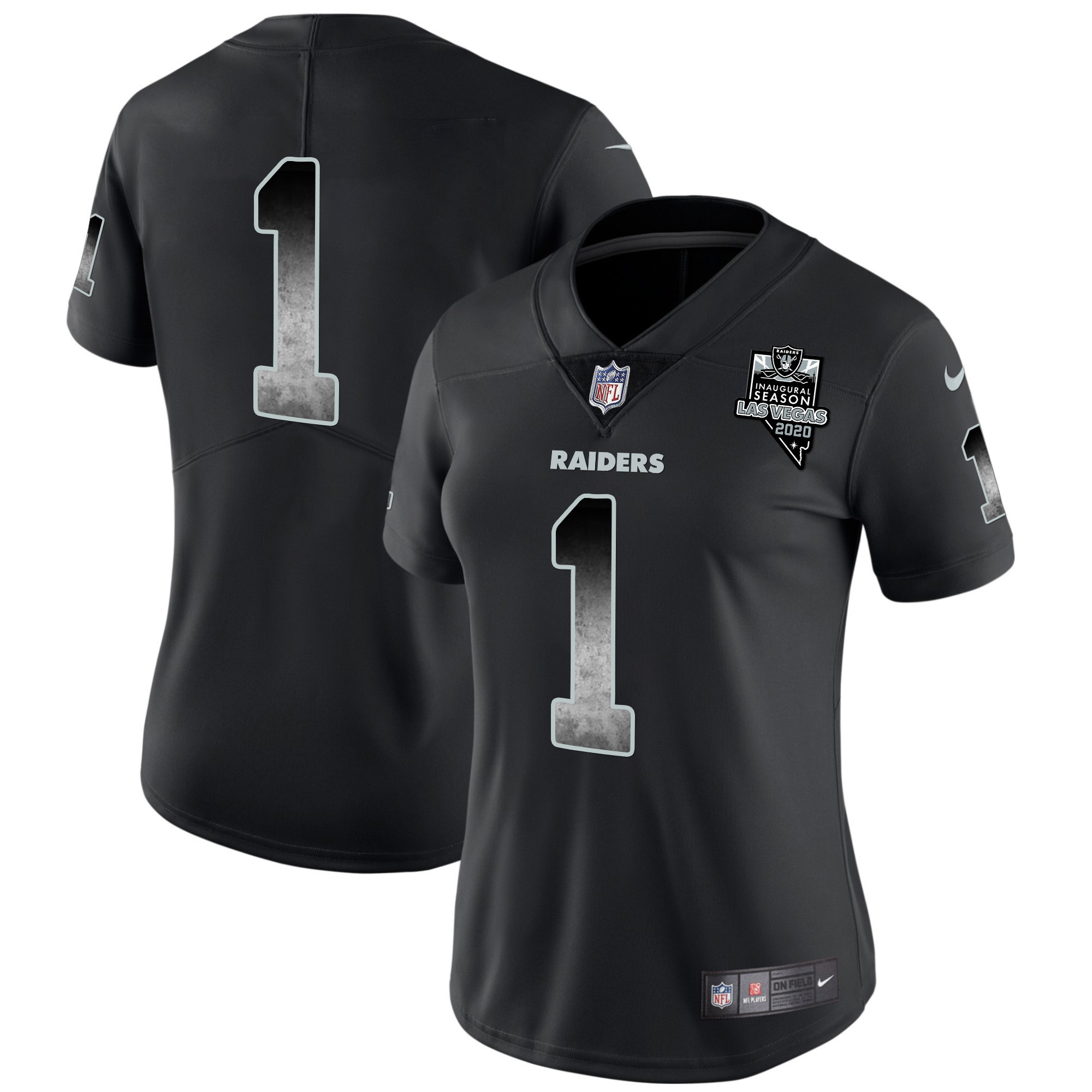 #1 Team Women's Las Vegas Raiders Arch Smoke Vapor Black Jersey - All Stitched