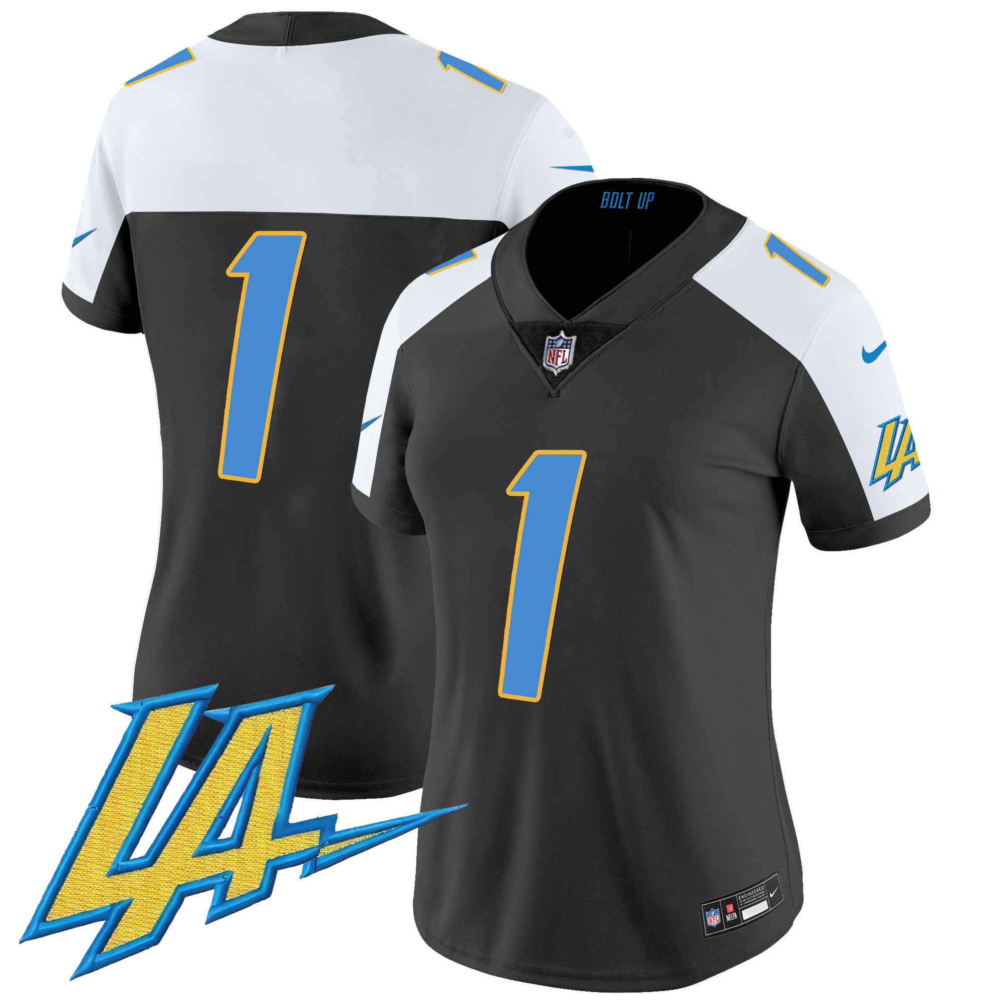 #1 Team Women's Los Angeles Chargers Vapor Limited Black Alternate Jersey - All Stitched