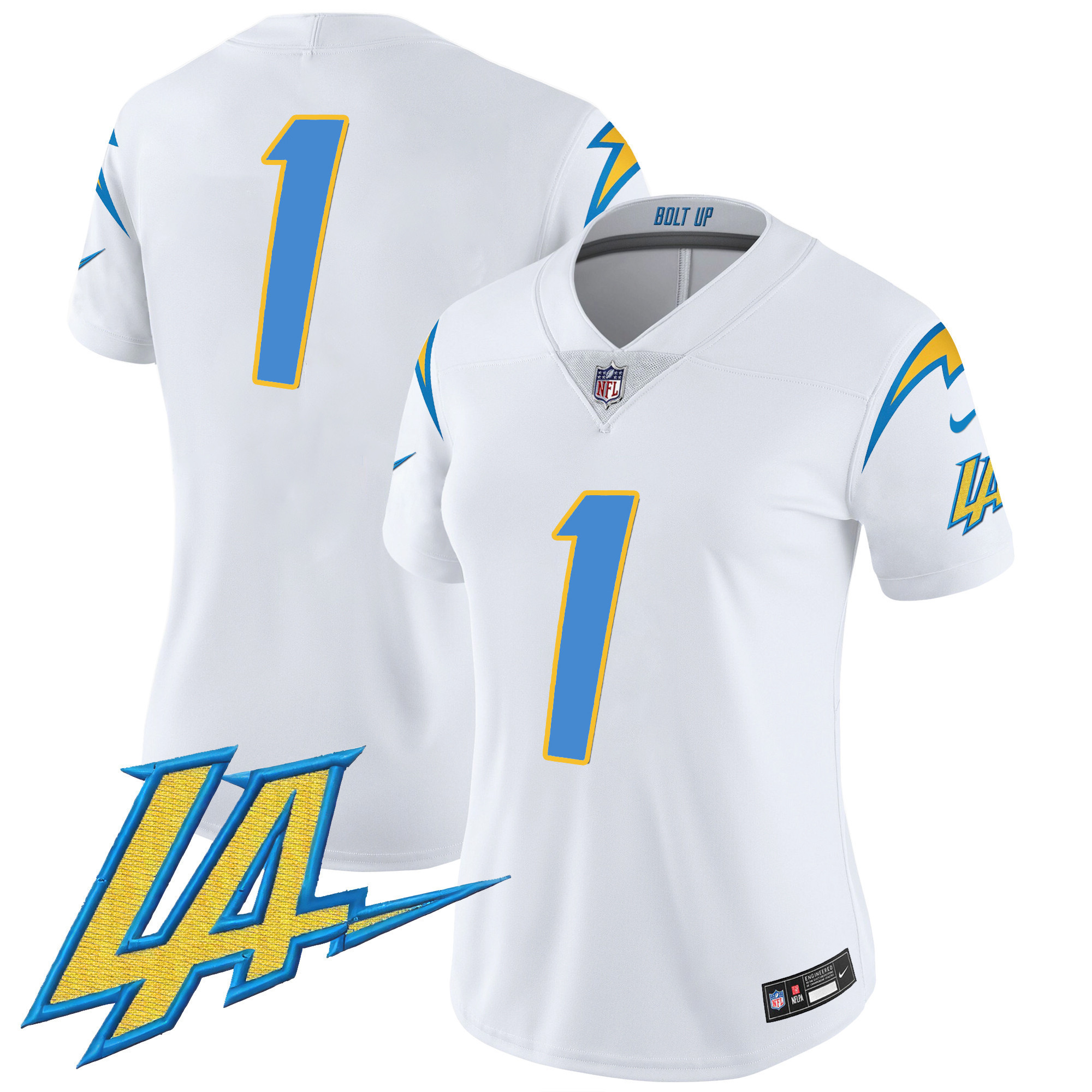 #1 Team Women's Los Angeles Chargers Vapor Limited White Jersey - All Stitched