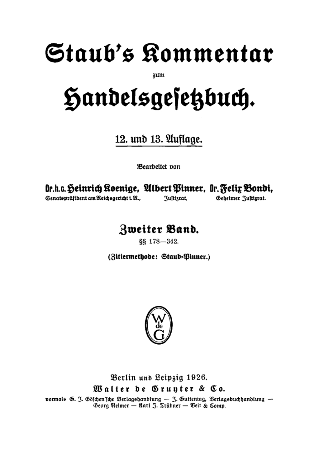 Â§Â§ 178â€“342 (Zitiermethode: Staub-Pinner) 12th Edition â€“ PDF/EPUB Version Downloadable