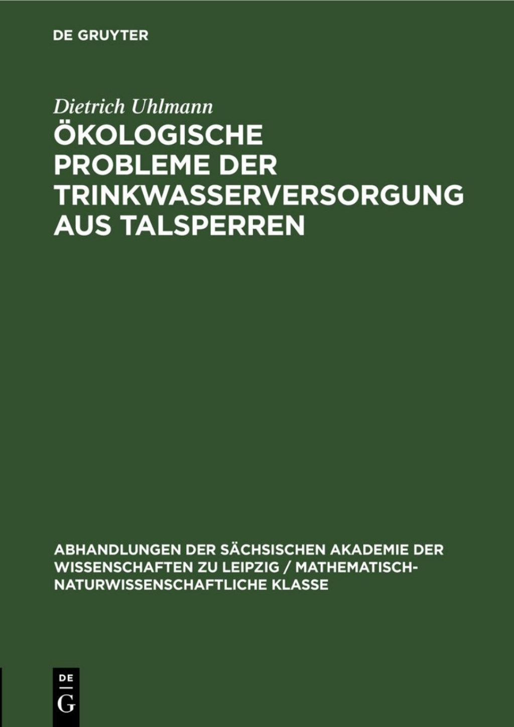 Ã–kologische Probleme der Trinkwasserversorgung aus Talsperren 1st Edition â€“ PDF/EPUB Version Downloadable