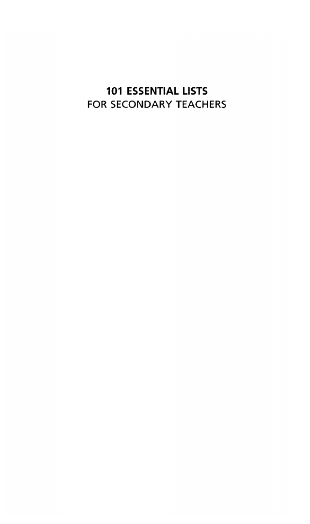 101 Essential Lists for Secondary Teachers 1st Edition - (PDF/EPUB Version)
