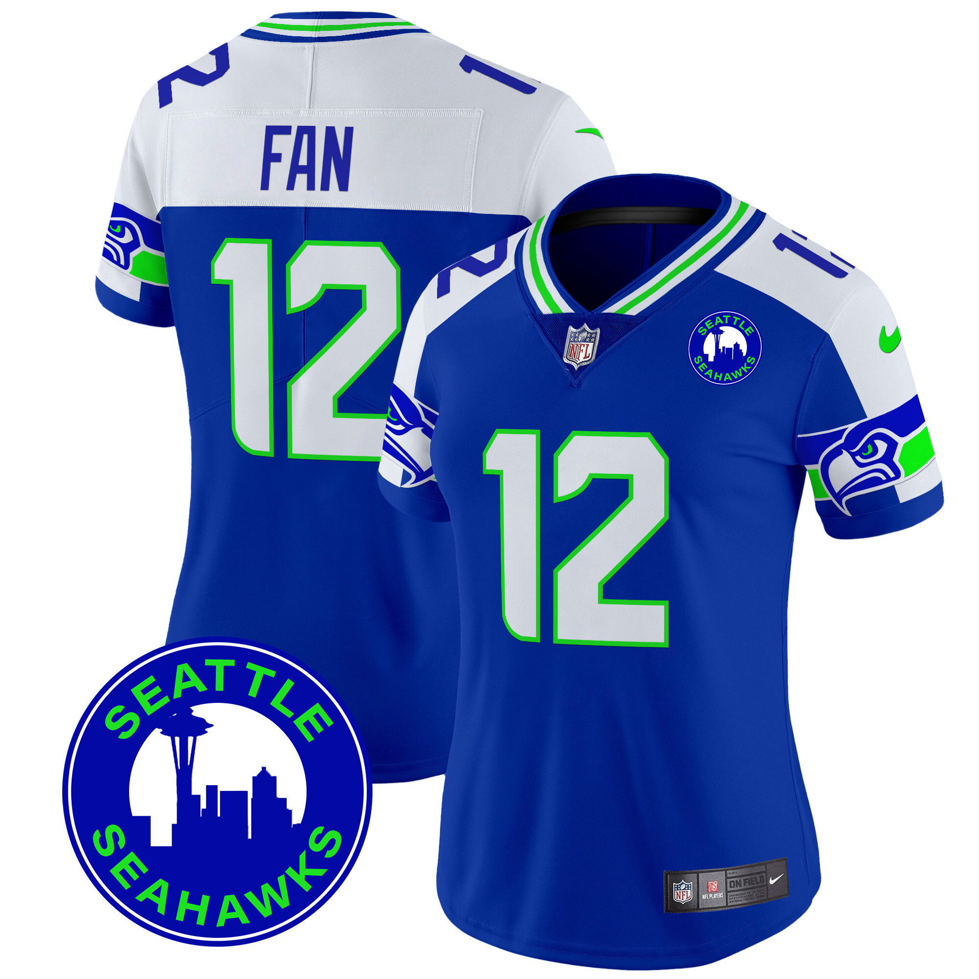 12Th Fan Women's Seattle Seahawks 2024 Seattle City Patch Vapor Limited Royal Alternate Jersey - All Stitched