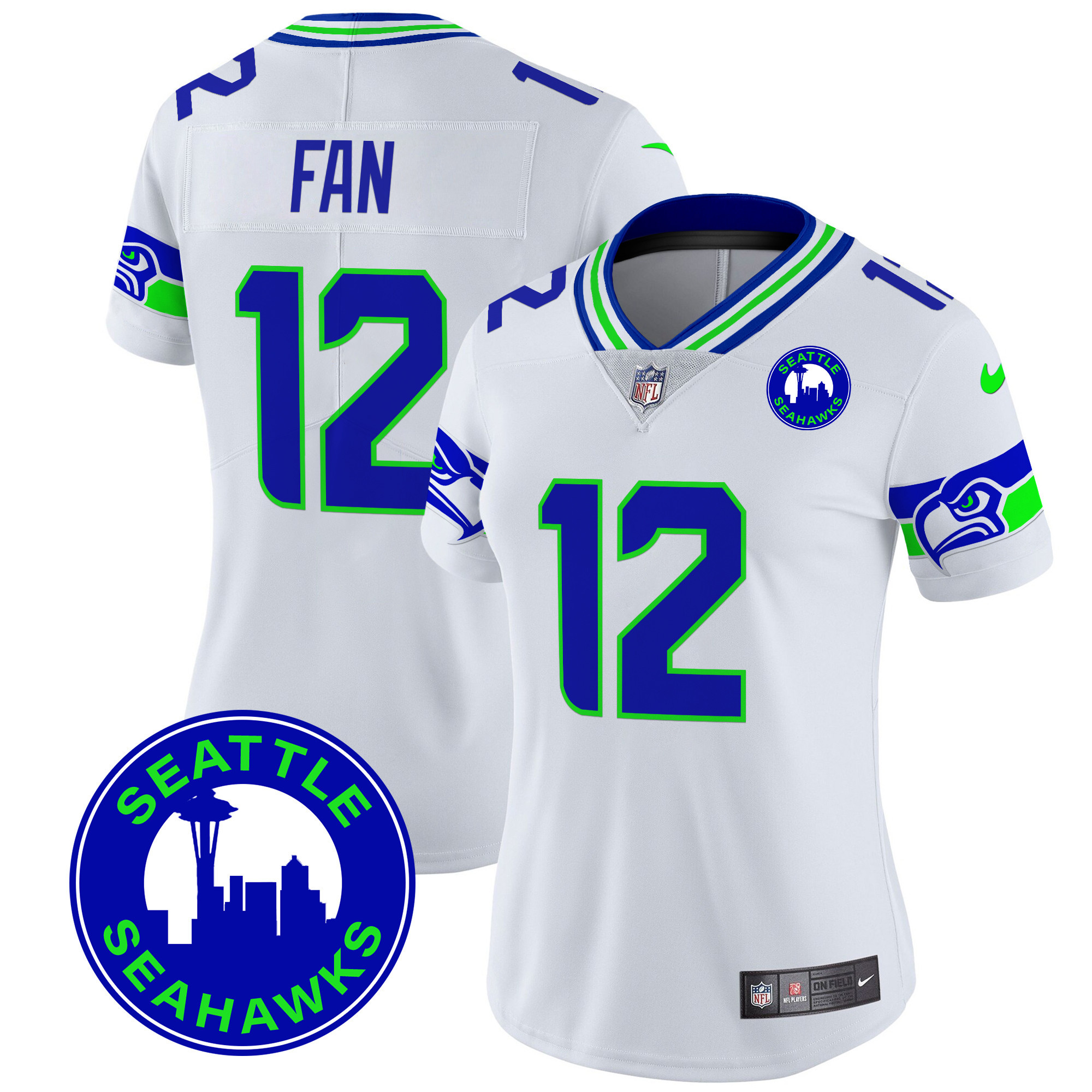 12Th Fan Women's Seattle Seahawks 2024 Seattle City Patch Vapor Limited White Jersey - All Stitched