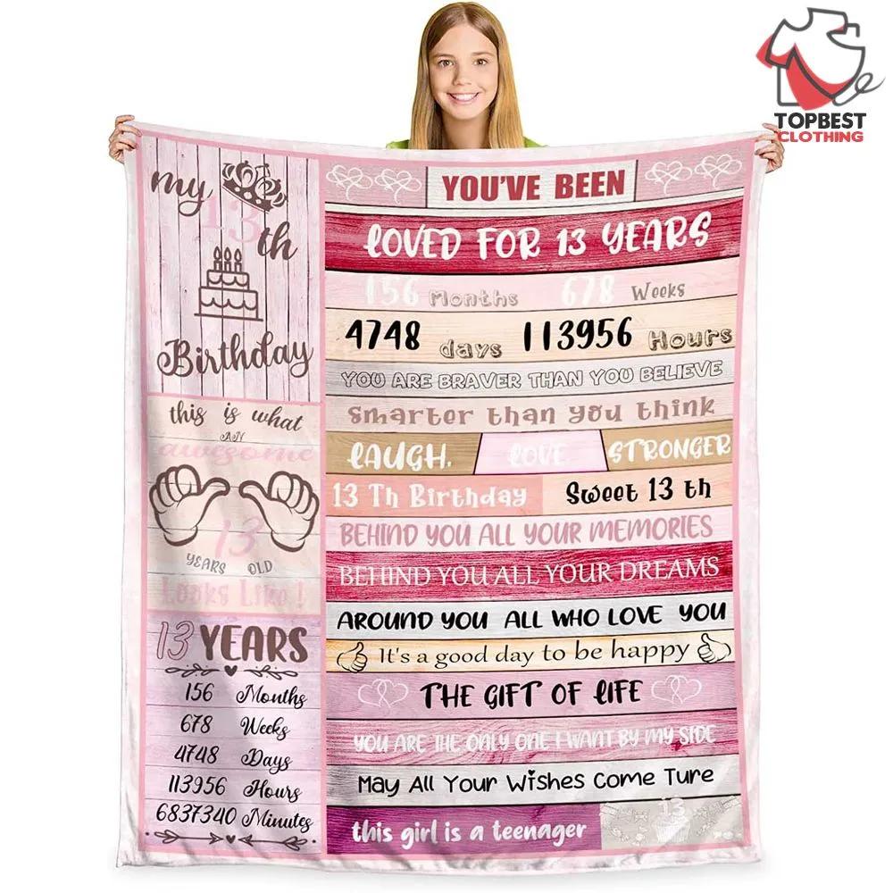 13Th Birthday Girls Blanket 13Th Birthday Gifts For Granddaughter Fleece Quilt Blanket - TopBestClothing