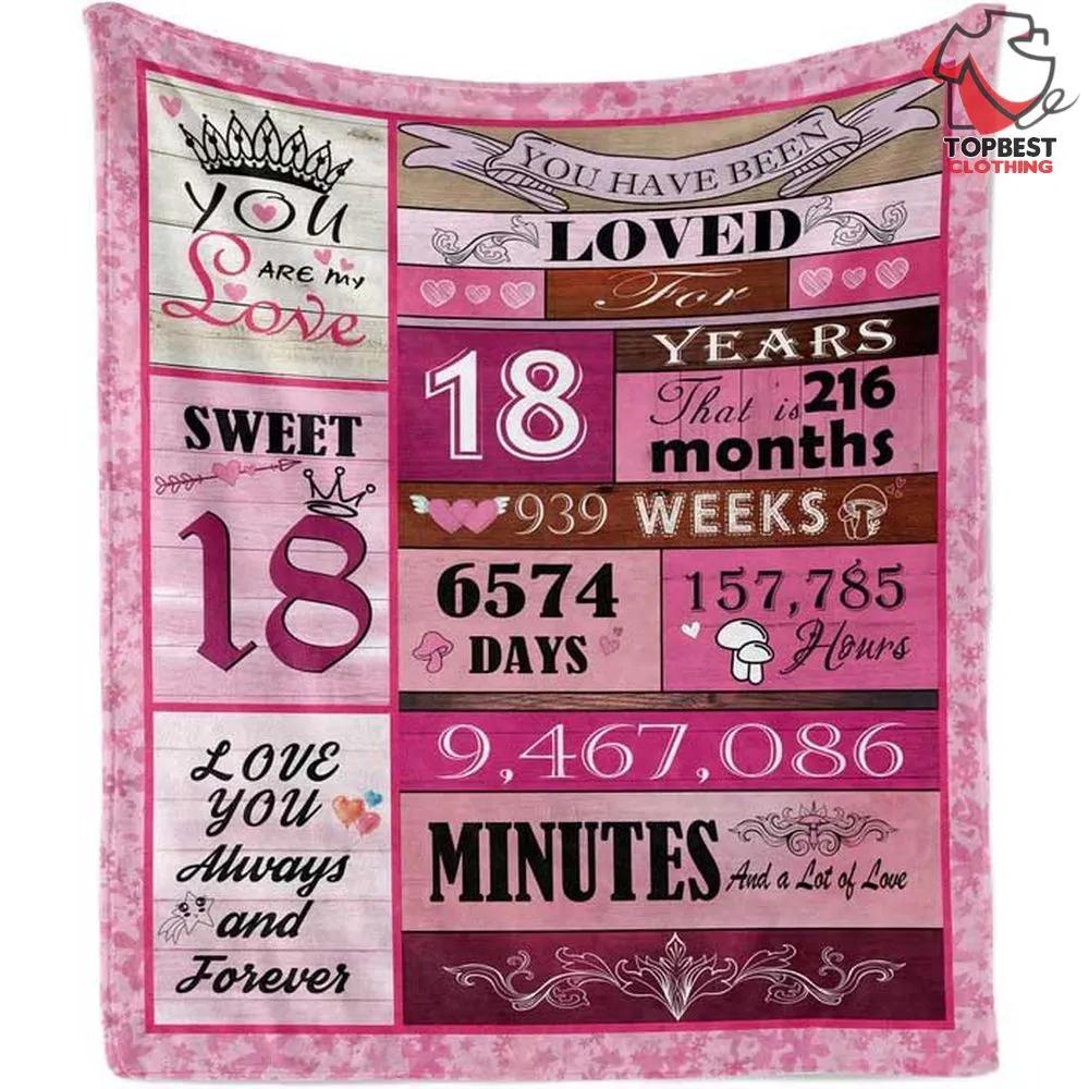 18 Year Old Girl Happy 18Th Birthday Granddaughter Fleece Quilt Blanket - TopBestClothing