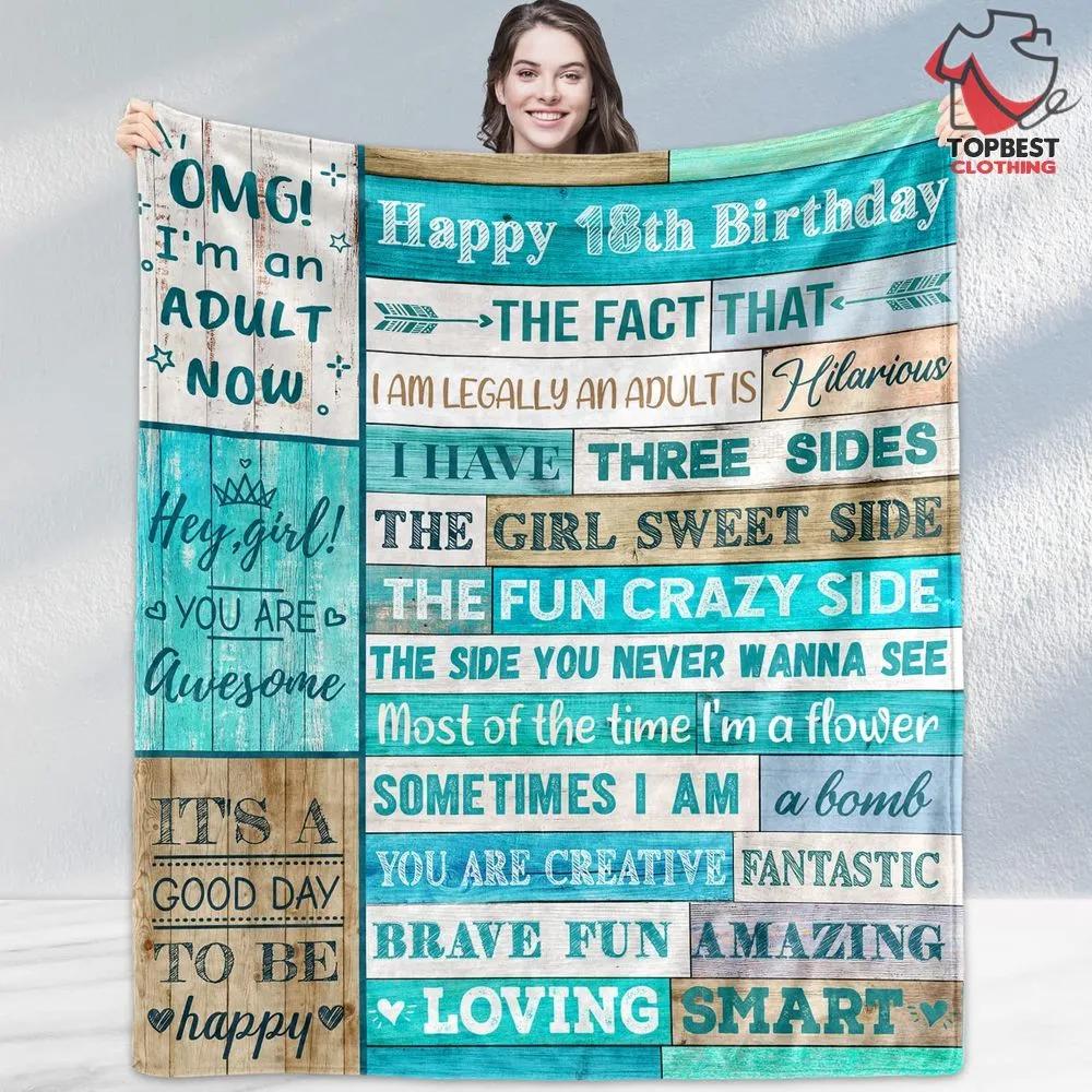 18Th Birthday Gifts For Girls Fleece Quilt Blanket Happy 18Th Birthday Granddaughter - TopBestClothing