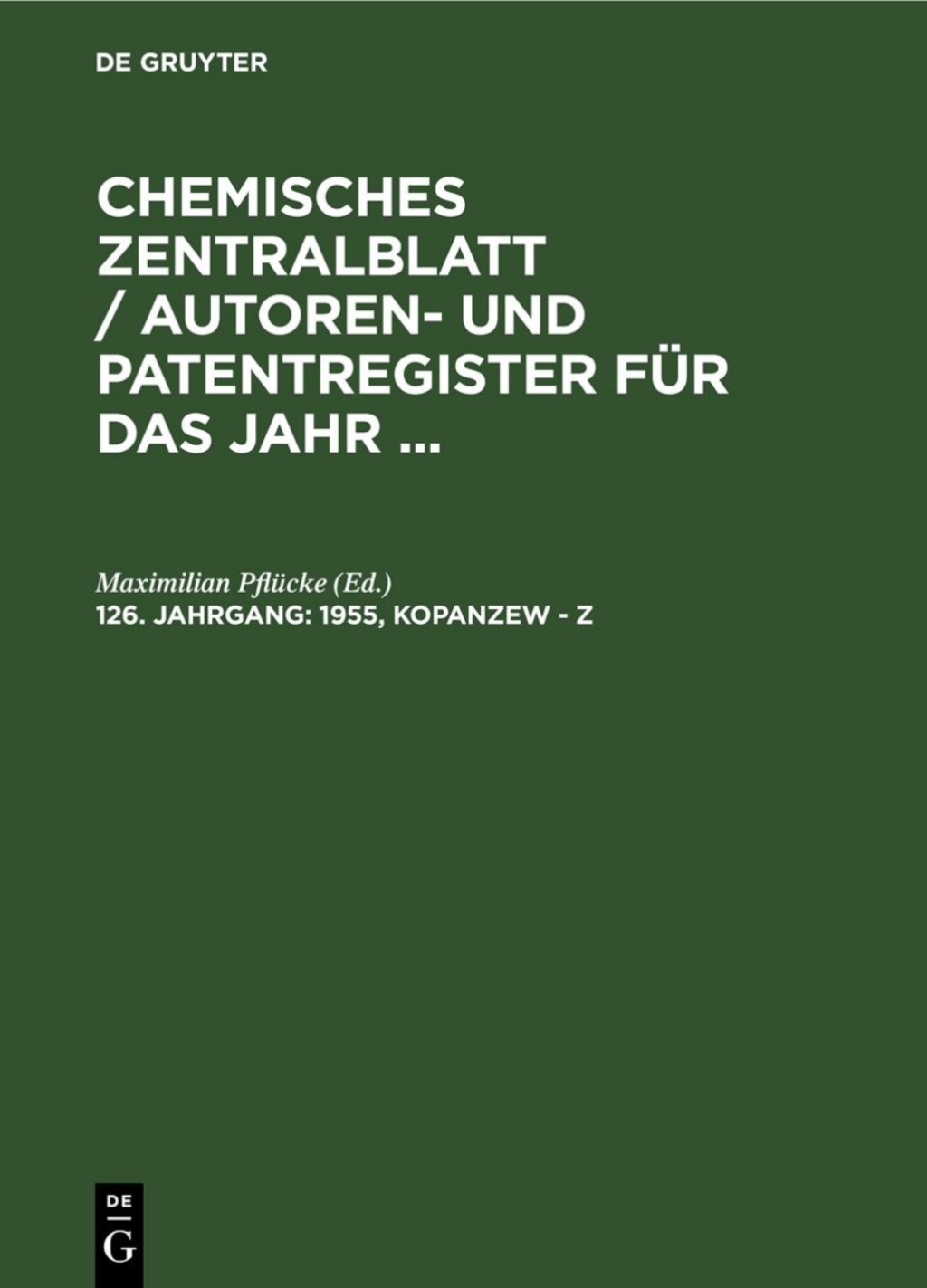 1955, Kopanzew - Z Register der Patentnummern. KapitelÃ¼bersicht. Druckfehlerberichtigungen 1st Edition â€“ PDF/EPUB Version Downloadable
