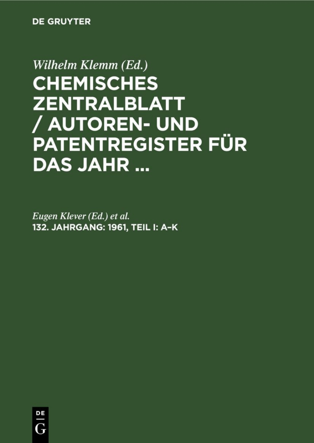 1961, Teil I: Aâ€“K 1st Edition â€“ PDF/EPUB Version Downloadable