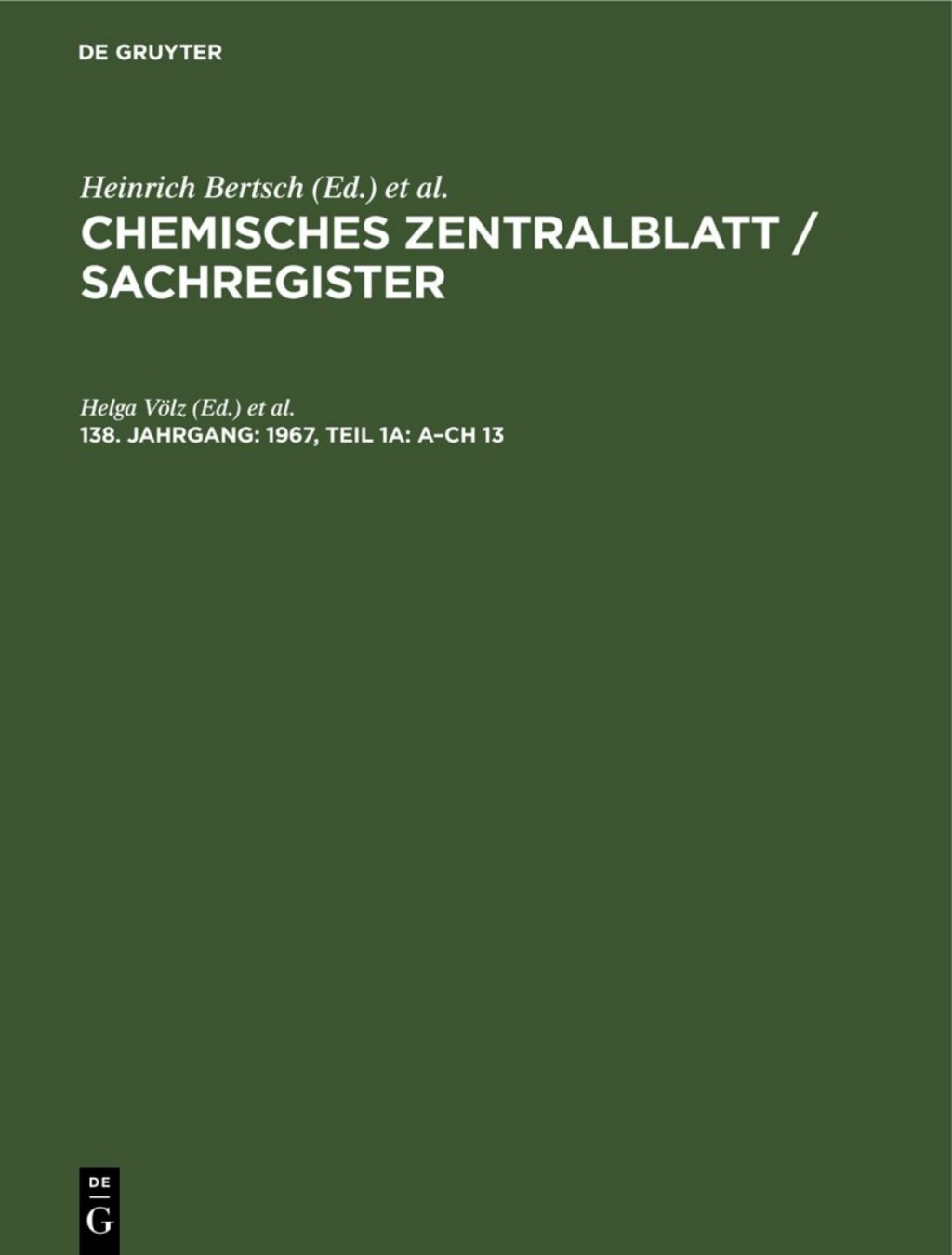 1967, Teil 1a: Aâ€“Ch 13 1st Edition â€“ PDF/EPUB Version Downloadable