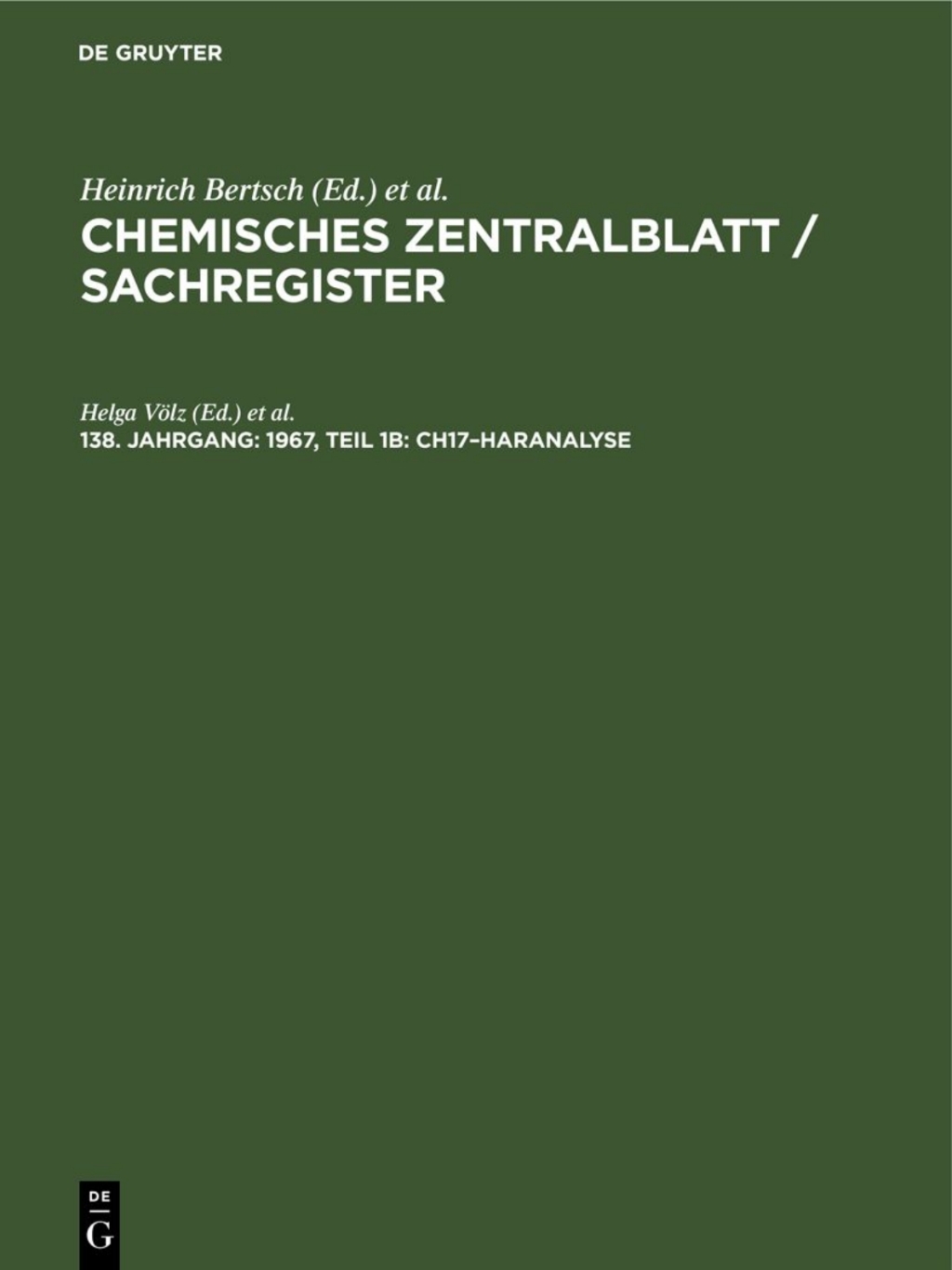 1967, Teil 1b: Ch17â€“Haranalyse 1st Edition â€“ PDF/EPUB Version Downloadable