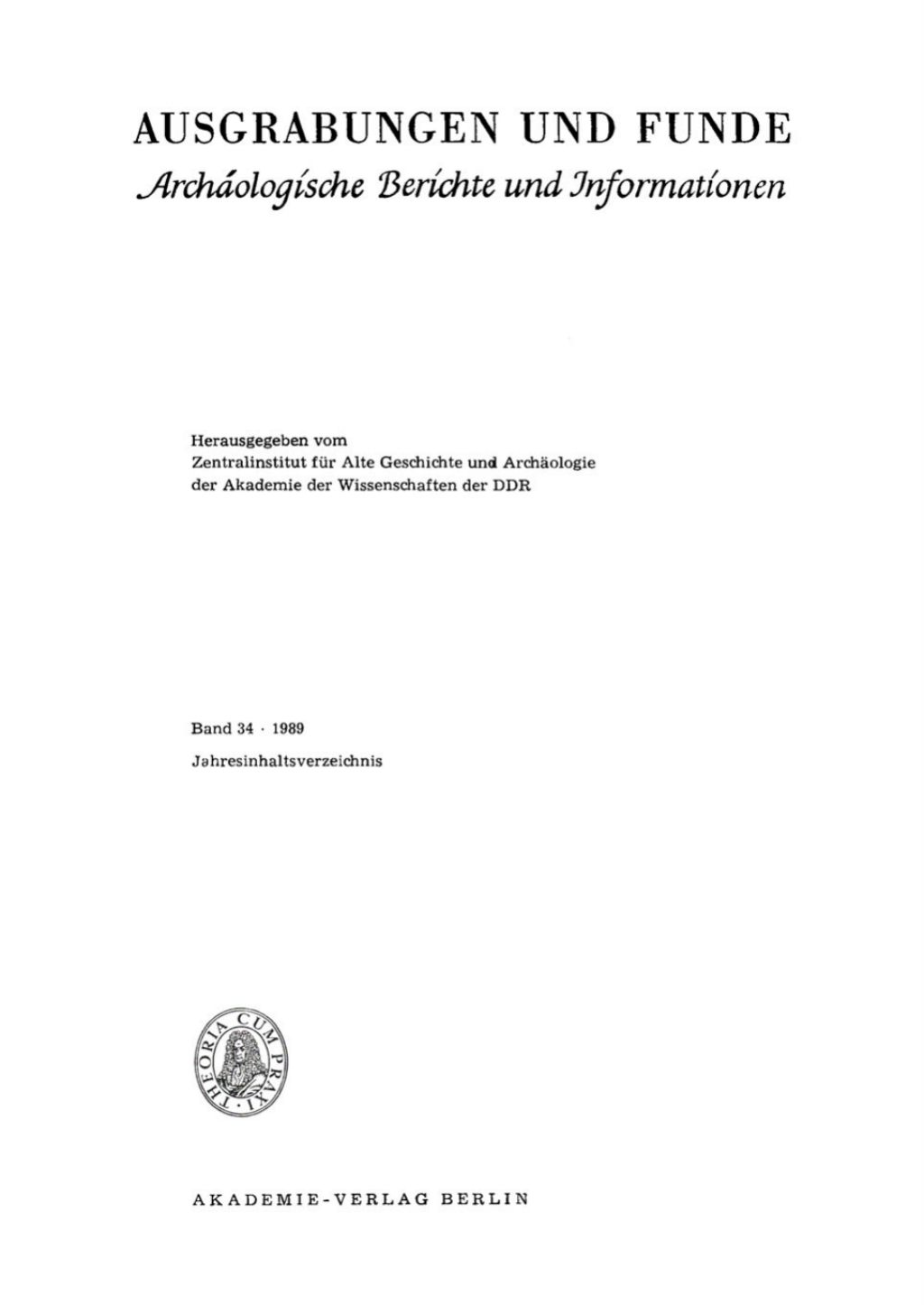 1989 Jahresinhaltsverzeichnis 1st Edition â€“ PDF/EPUB Version Downloadable