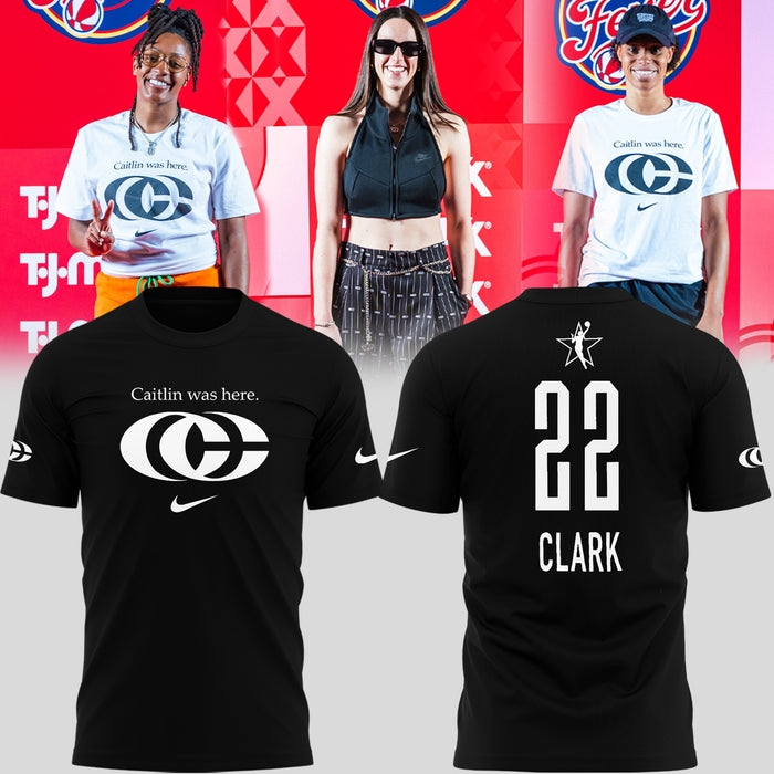 1b Caitlin Was Here T-shirt - Caitlin Clark - Her Logo New Black T-shirt Indiana Fever WNBA T-shirt