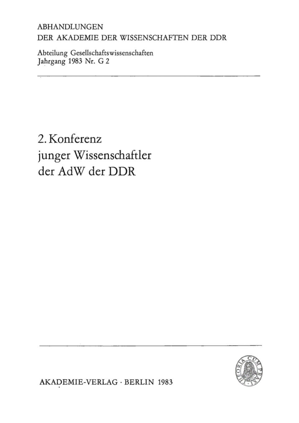 2. Konferenz junger Wissenschaftler der AdW der DDR 1st Edition â€“ PDF/EPUB Version Downloadable