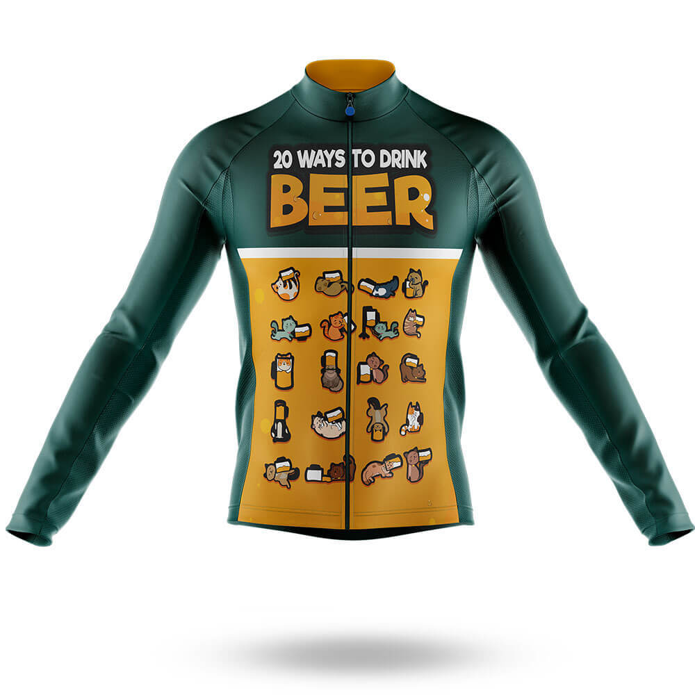 20 Ways To Drink Beer - Men's Cycling Long Sleeve Jersey