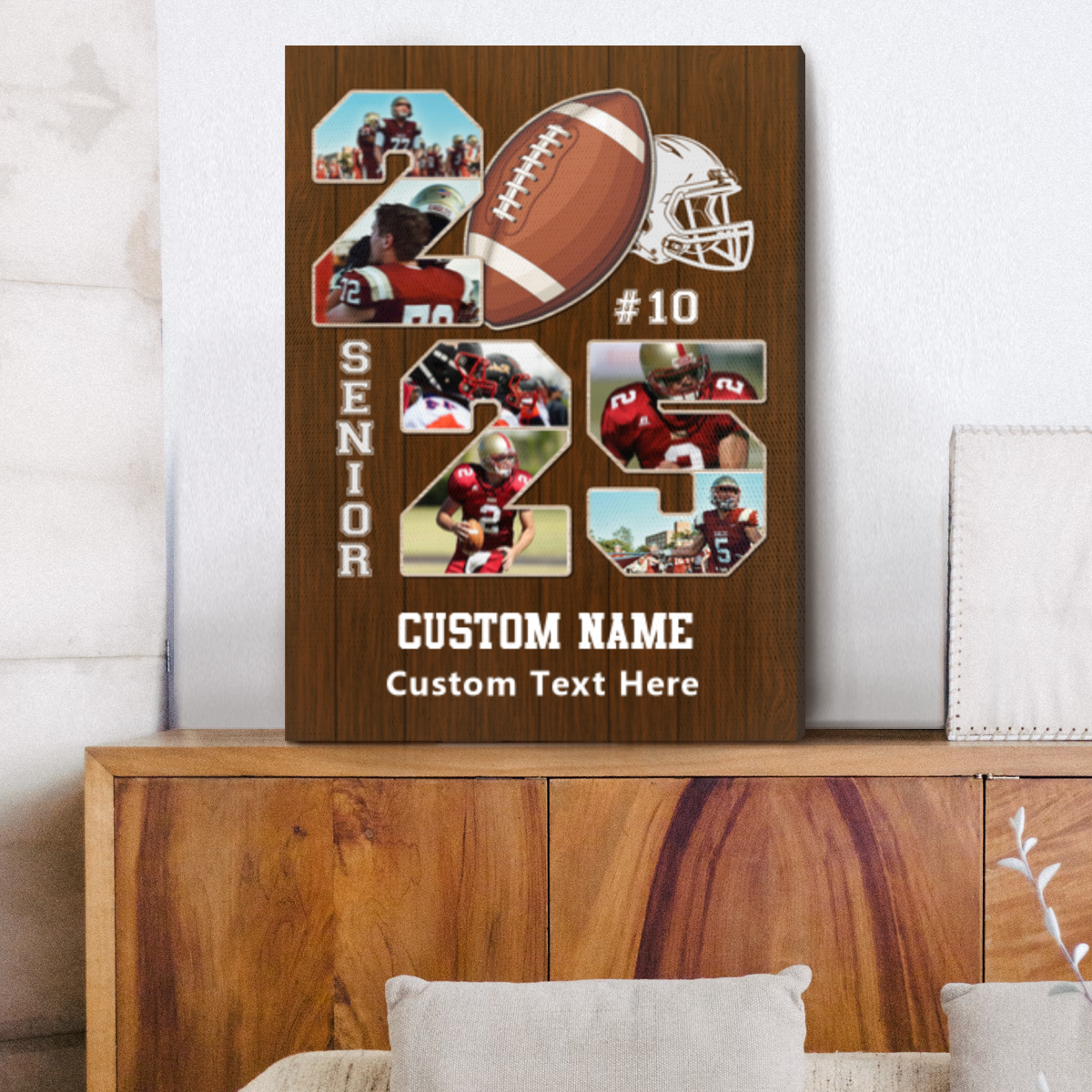 2025 American Football Photo Collage Canvas, Senior 2025 Year Football Photo Gift, Personalized Gift For Football Player, Grad Football Gifts