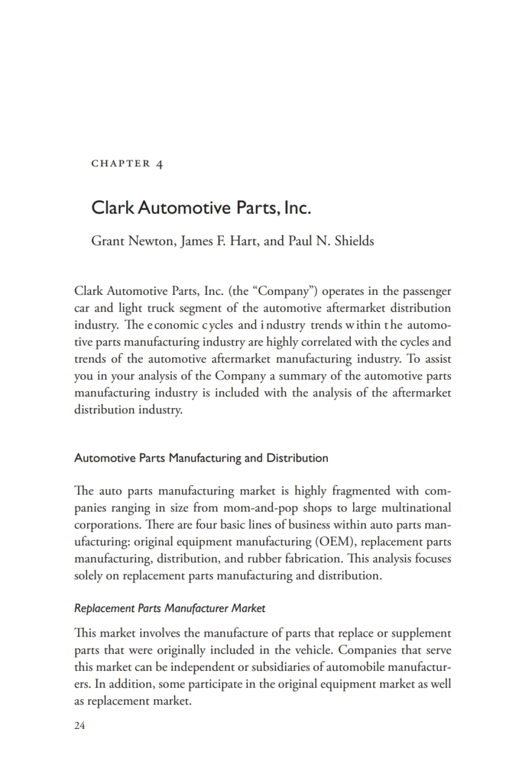 A Casebook on Corporate Renewal, Ch. 4 - Clark Automotive Parts, Inc. 2nd Edition - (PDF/EPUB Version)