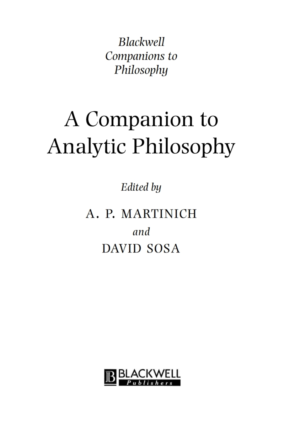 A Companion to Analytic Philosophy 1st Edition â€“ PDF/EPUB Version Downloadable