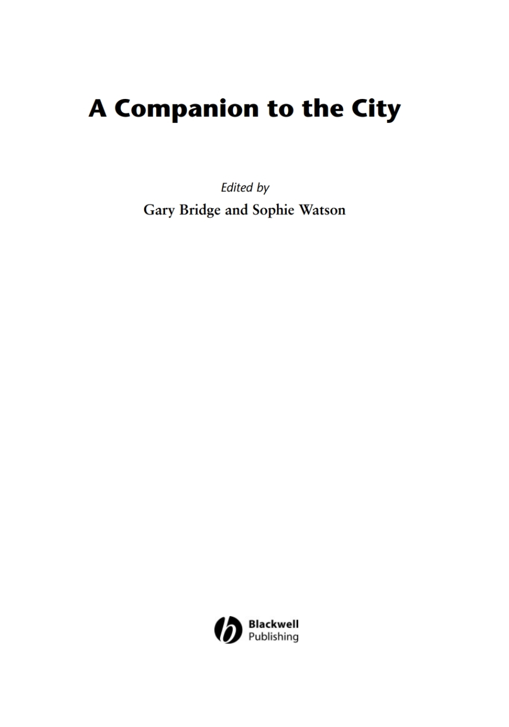 A Companion to the City 1st Edition â€“ PDF/EPUB Version Downloadable
