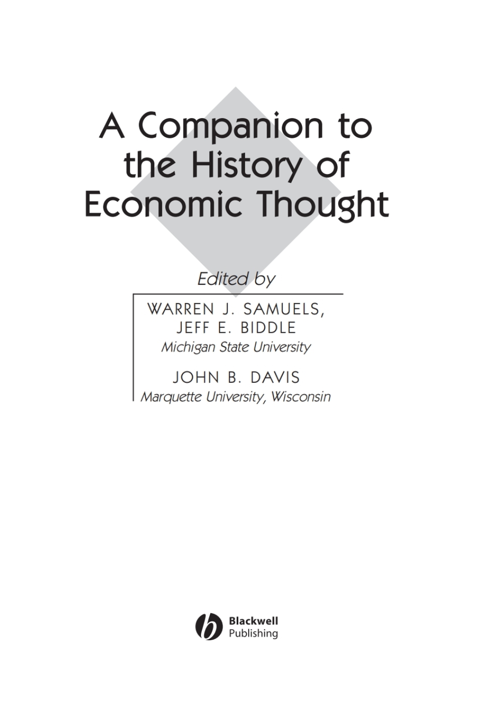 A Companion to the History of Economic Thought 1st Edition â€“ PDF/EPUB Version Downloadable
