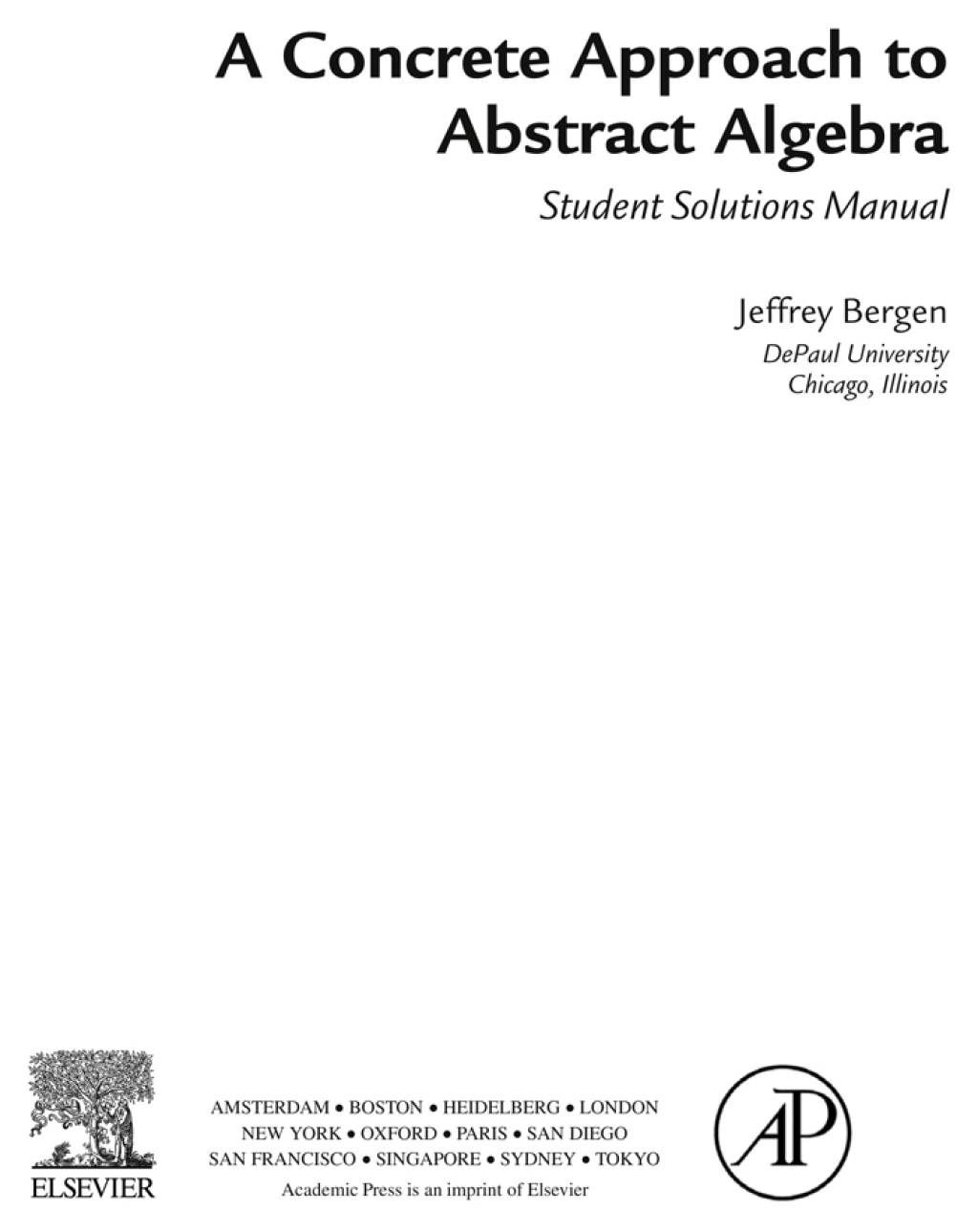 A Concrete Approach To Abstract Algebra,Student Solutions Manual (e-only) - (PDF/EPUB Version)