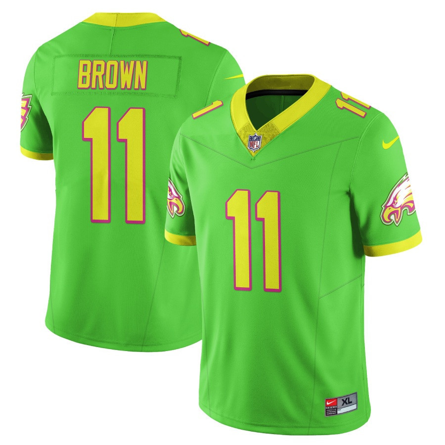 A J Brown Men's Philadelphia Eagles City Edition Vapor Limited Bright Green Jersey - All Stitched