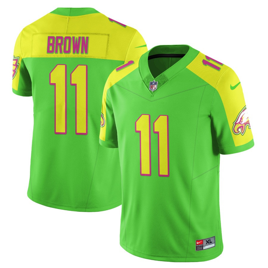 A J Brown Men's Philadelphia Eagles City Edition Vapor Limited Bright Green Jersey - All Stitched
