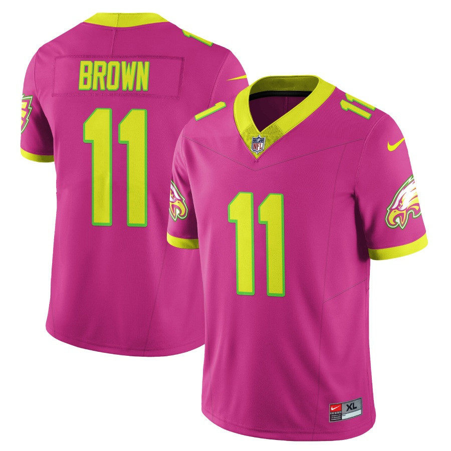 A J Brown Men's Philadelphia Eagles City Edition Vapor Limited Pink Jersey - All Stitched