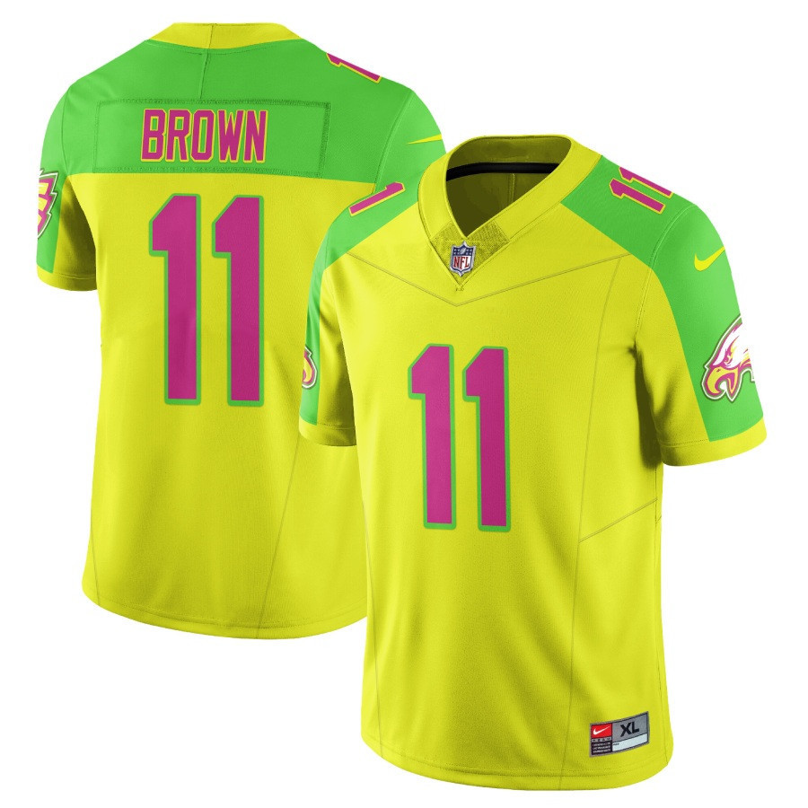 A J Brown Men's Philadelphia Eagles City Edition Vapor Limited Yellow Jersey - All Stitched