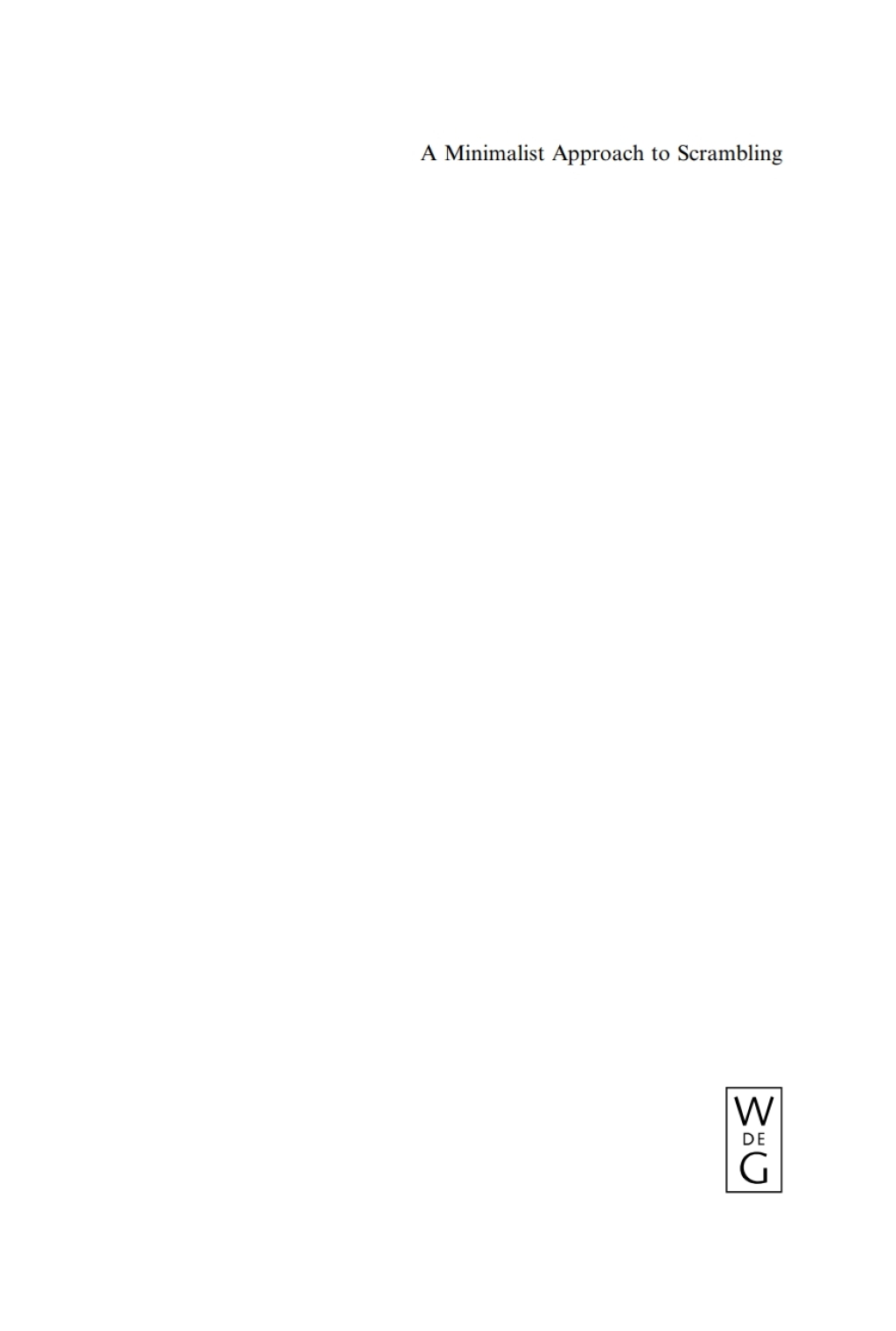 A Minimalist Approach to Scrambling Evidence from Persian 1st Edition â€“ PDF/EPUB Version Downloadable