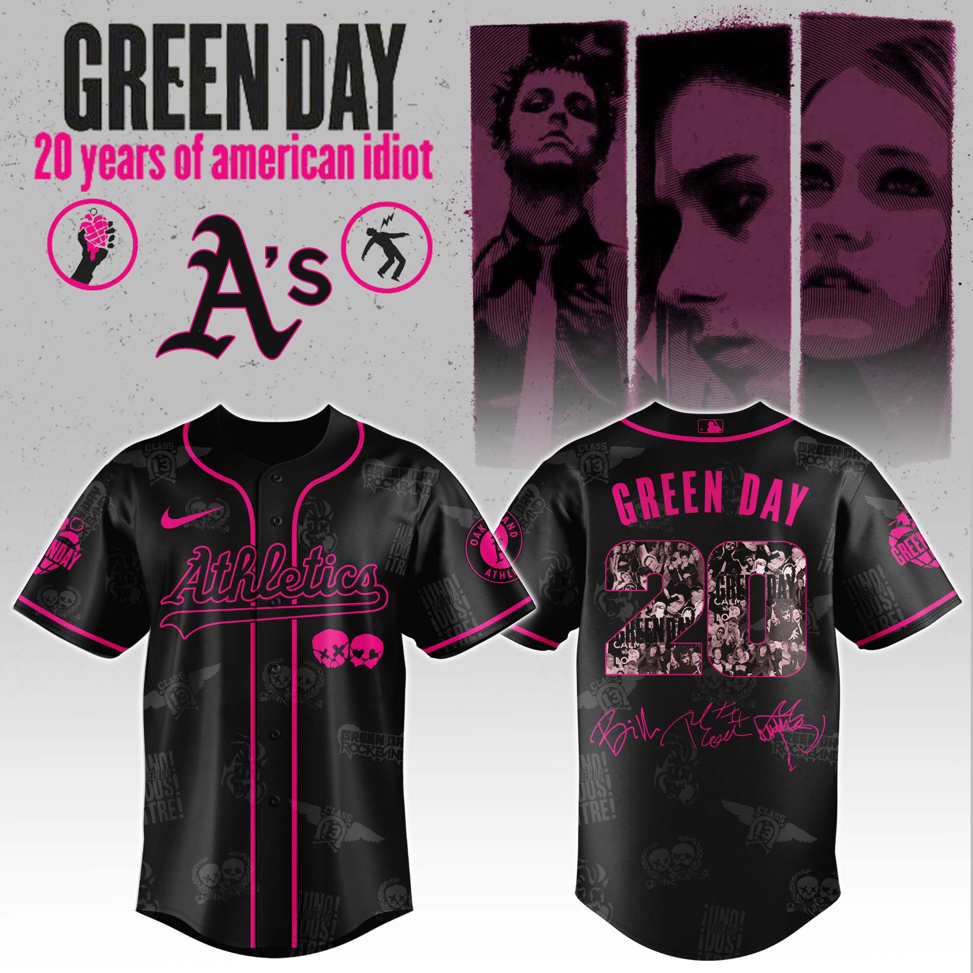 A t h l e t i c s x Green Day 20th Anniversary Baseball Jersey 2025 Editions Limited + Selling Out Fast