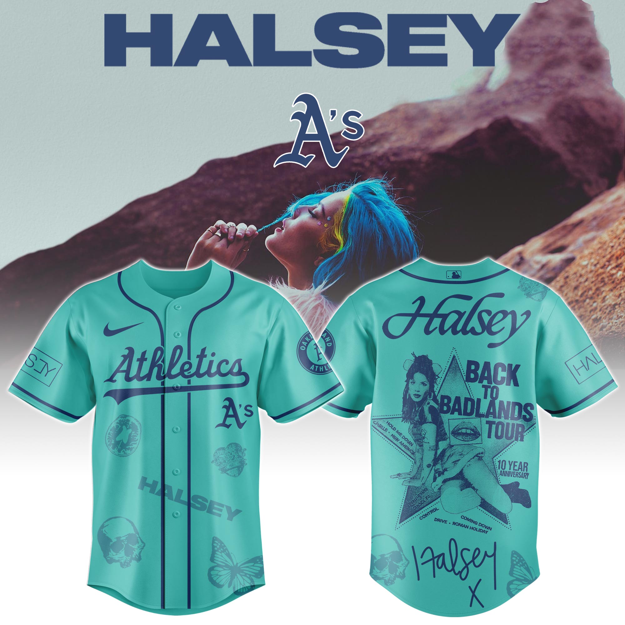 A t h l e t i c s x Halsey â€œBack to Badlands Tourâ€ Baseball Jersey Editions Limited +Selling Out Fast