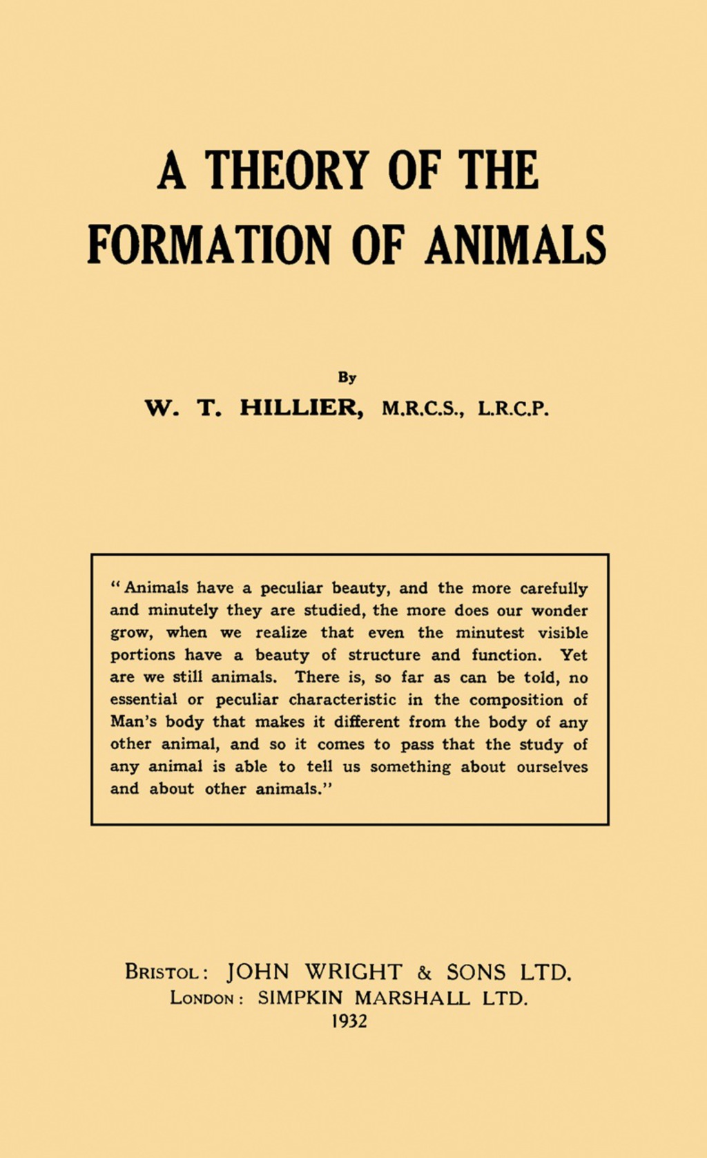 A Theory of the Formation of Animals - (PDF/EPUB Version)