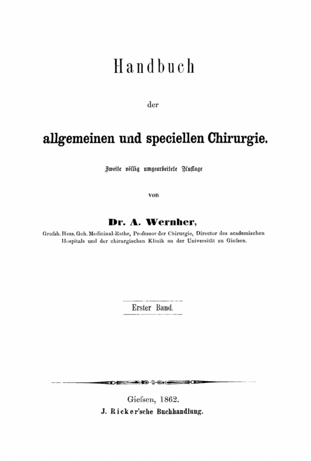 A. Wernher: Handbuch der allgemeinen und speciellen Chirurgie. Band 1 2nd Edition â€“ PDF/EPUB Version Downloadable