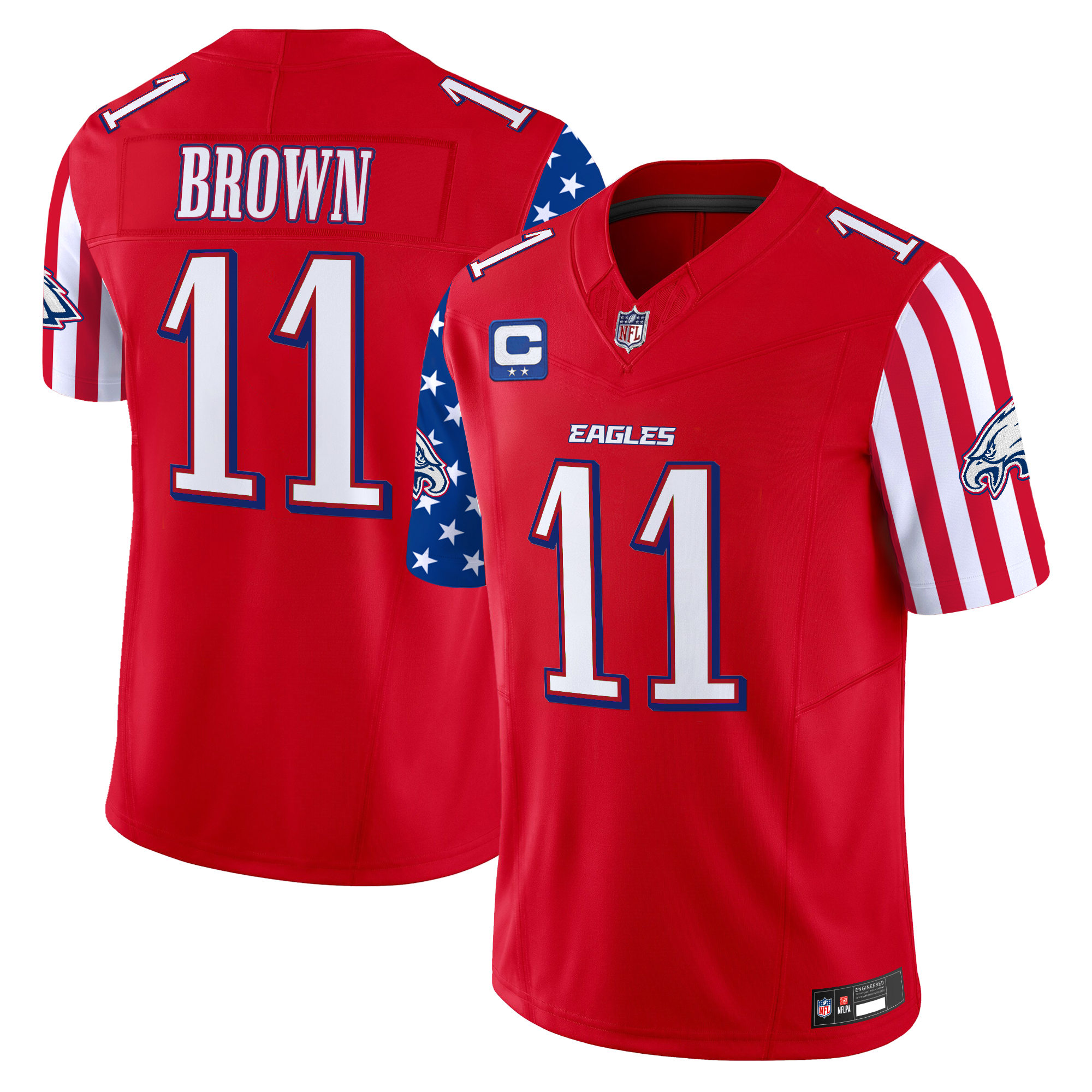 A.J. Brown Men's Philadelphia Eagles 2025 Independence Day Vapor Limited Red Jersey - All Stitched