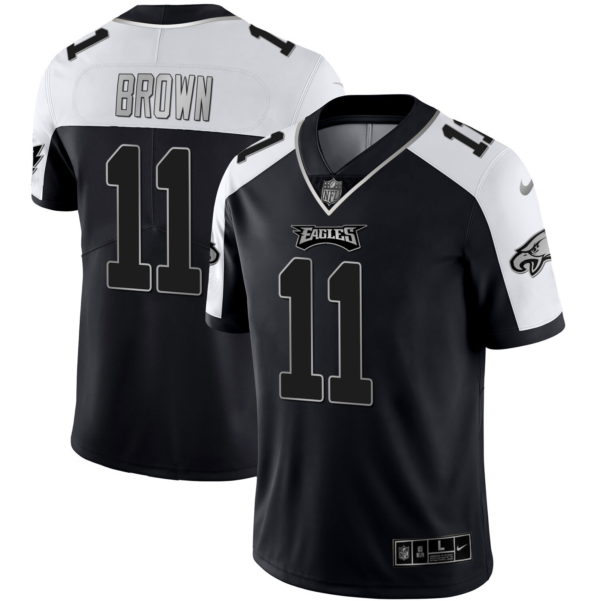 A.J. Brown Men's Philadelphia Eagles Alternate Vapor Black Gold Limited - All Stitched Black Silver Jersey - All Stitched
