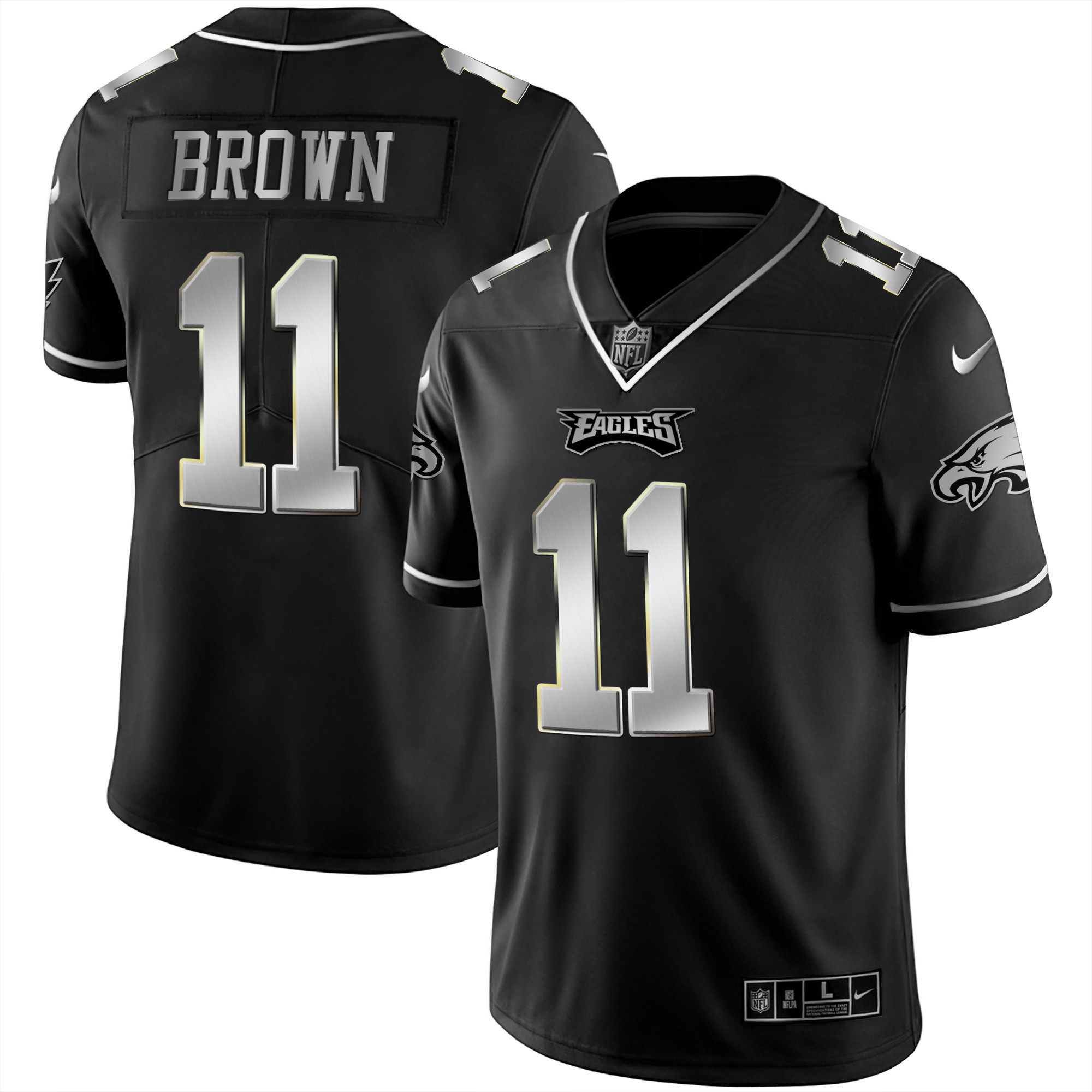 A.J. Brown Men's Philadelphia Eagles Black Silver Limited - All Stitched Black Silver Limited Jersey - All Stitched