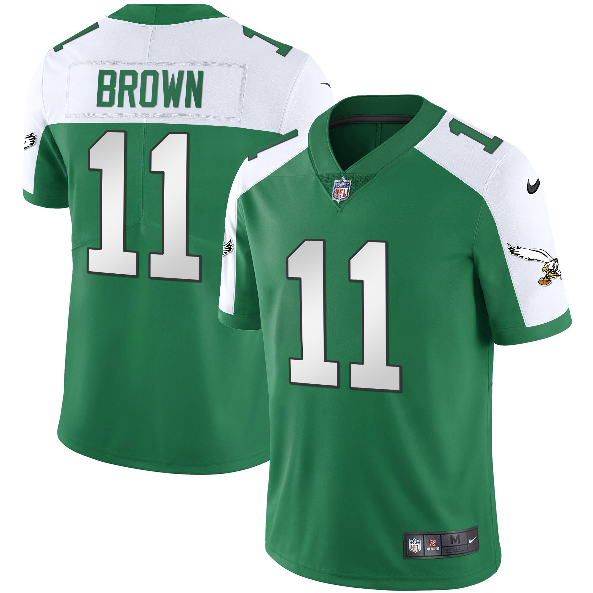 A.J. Brown Men's Philadelphia Eagles Gold & Kelly Vapor Alternate Jersey - All Stitched