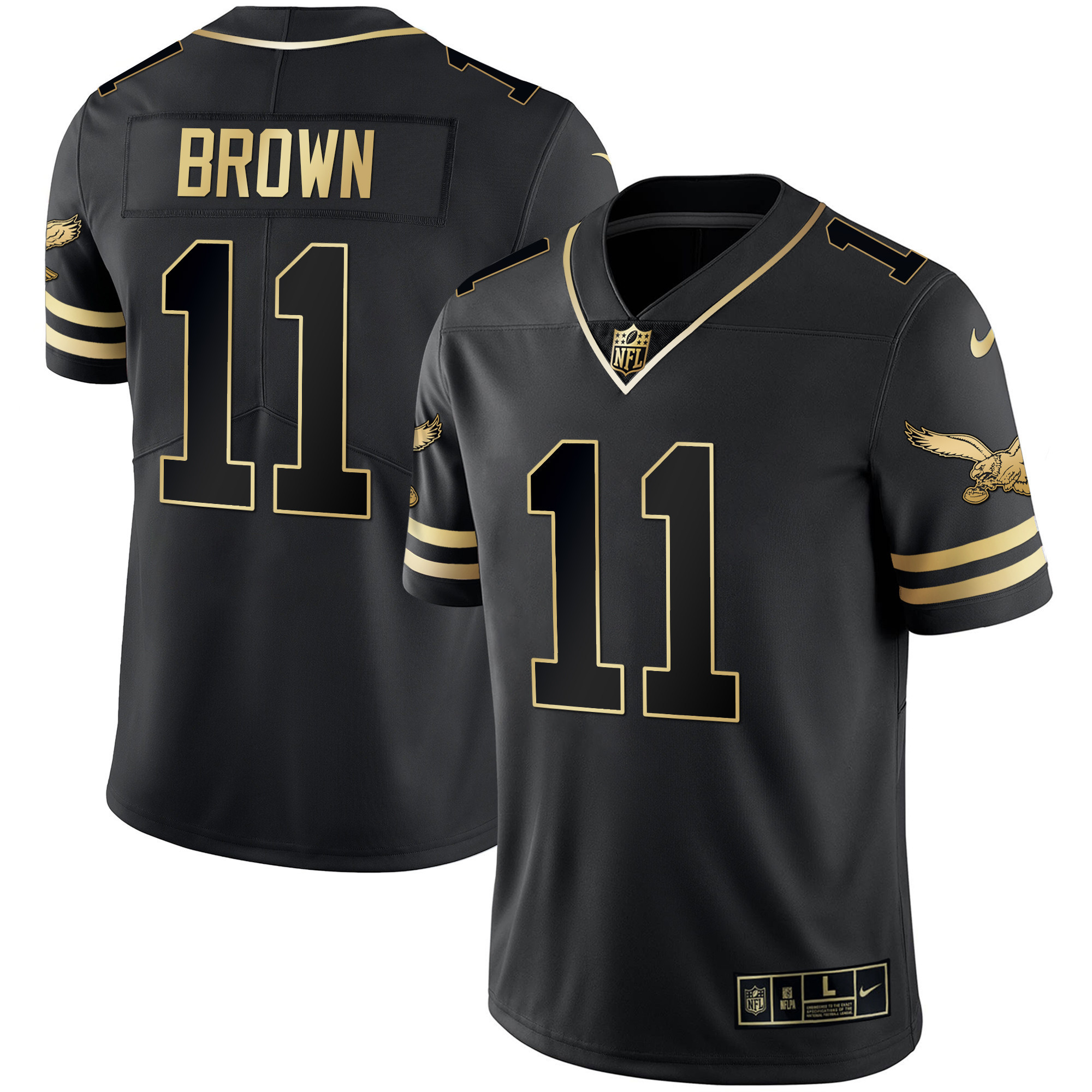 A.J. Brown Men's Philadelphia Eagles Gold & Kelly Vapor Black Gold Jersey - All Stitched