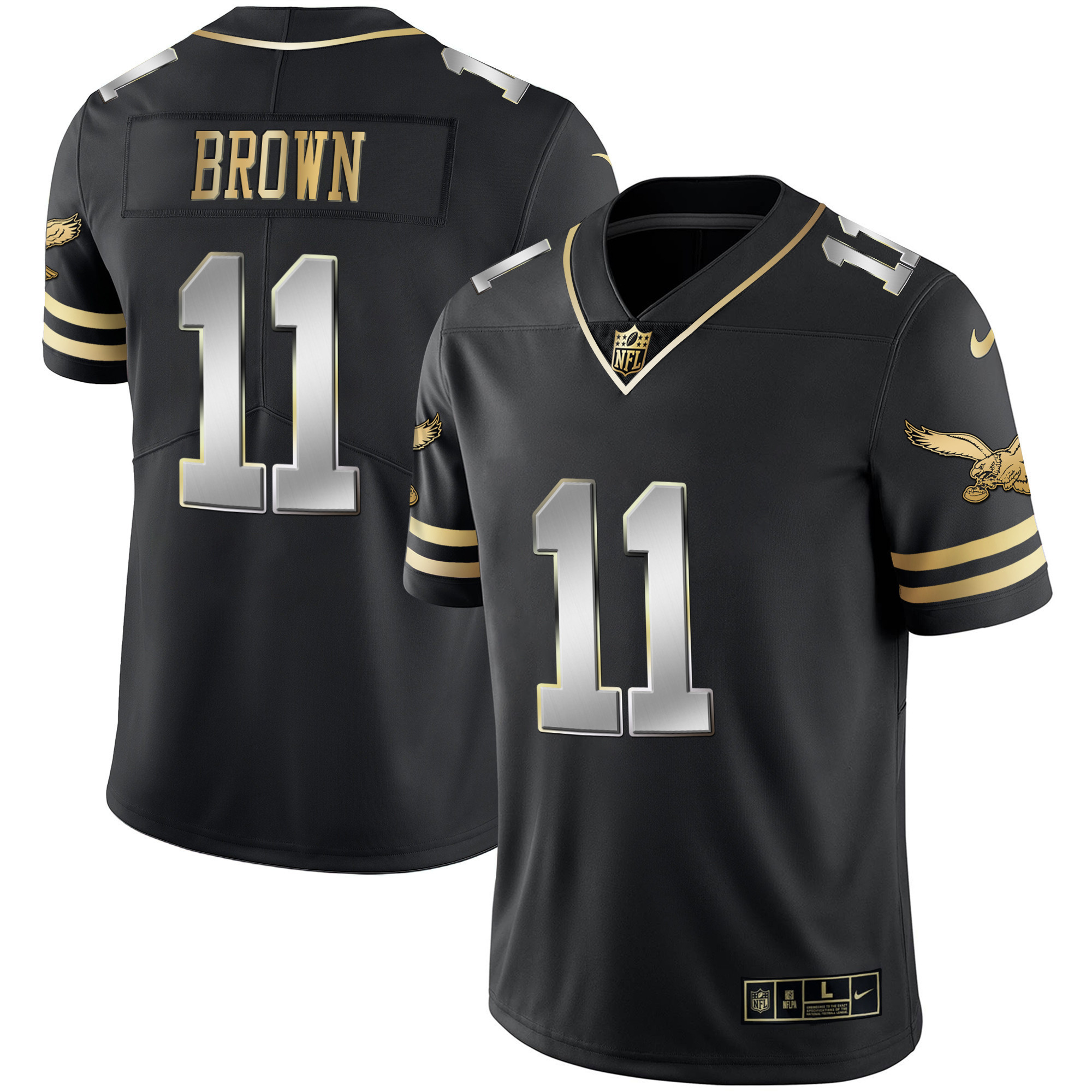 A.J. Brown Men's Philadelphia Eagles Gold & Kelly Vapor Black Limited Jersey - All Stitched