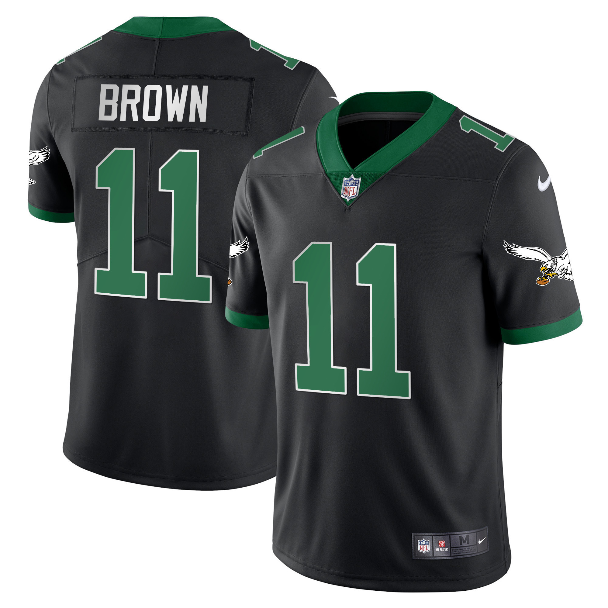 A.J. Brown Men's Philadelphia Eagles Gold & Kelly Vapor Kelly Black Jersey - All Stitched