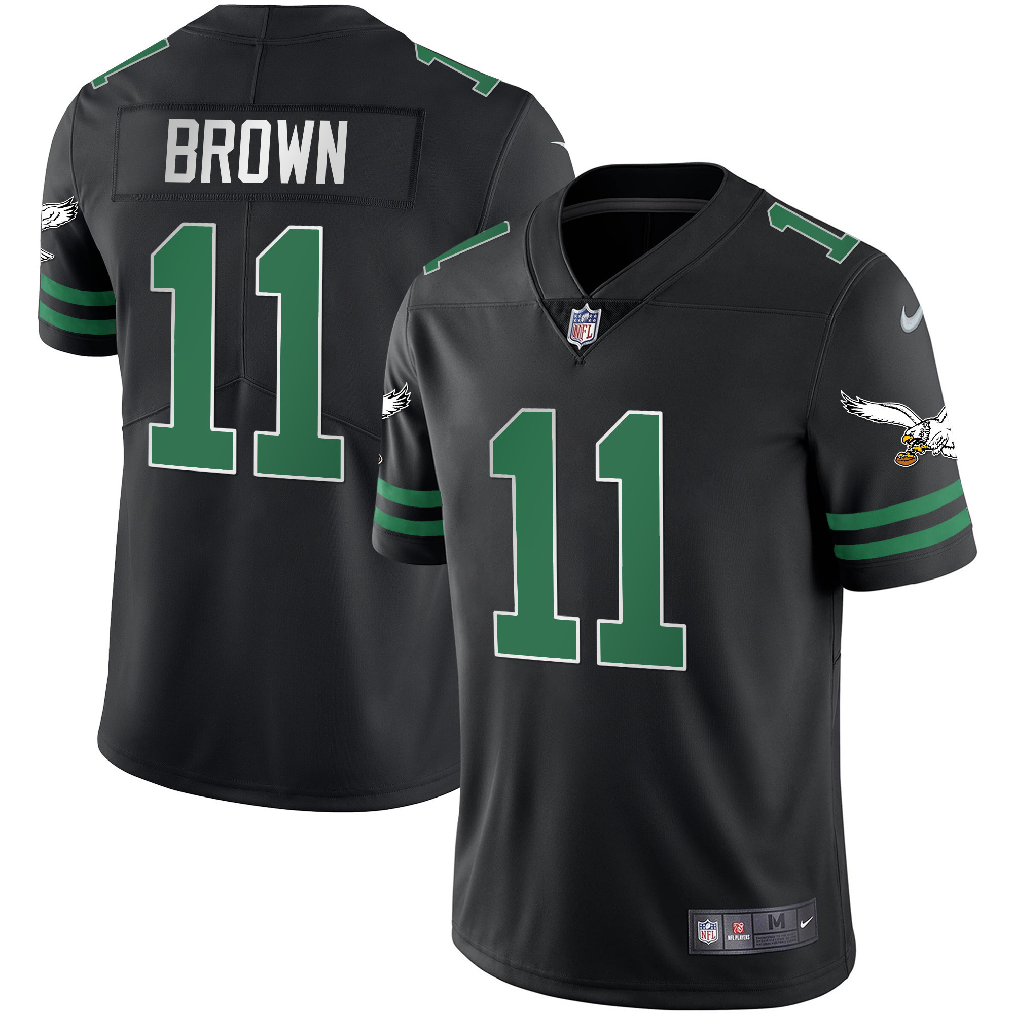A.J. Brown Men's Philadelphia Eagles Gold & Kelly Vapor Kelly Black Jersey - All Stitched