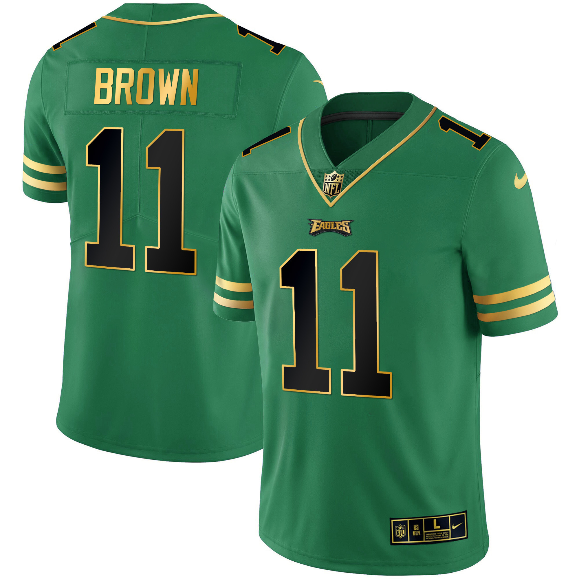 A.J. Brown Men's Philadelphia Eagles Gold & Kelly Vapor Kelly Green Jersey - All Stitched