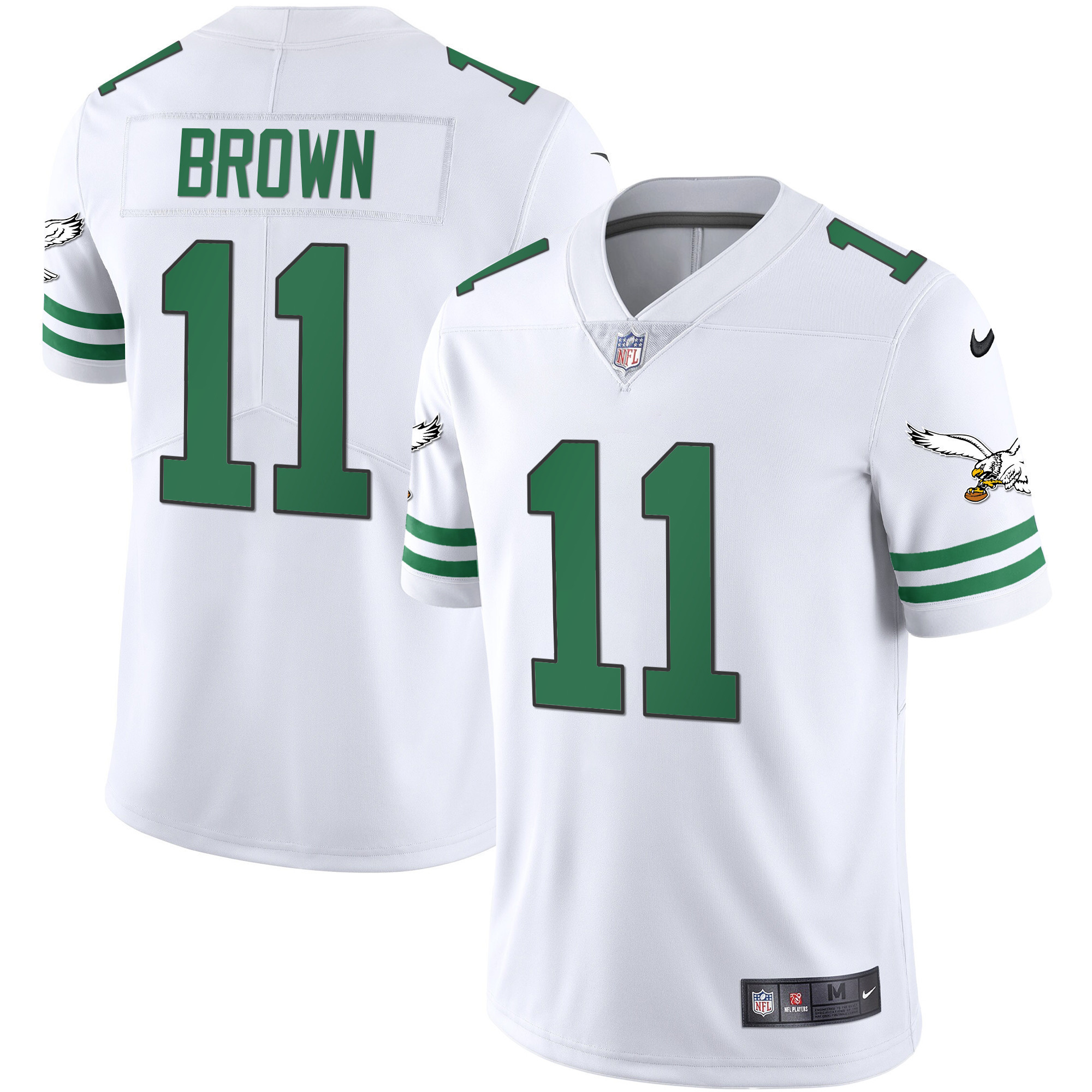 A.J. Brown Men's Philadelphia Eagles Gold & Kelly Vapor Kelly White Jersey - All Stitched