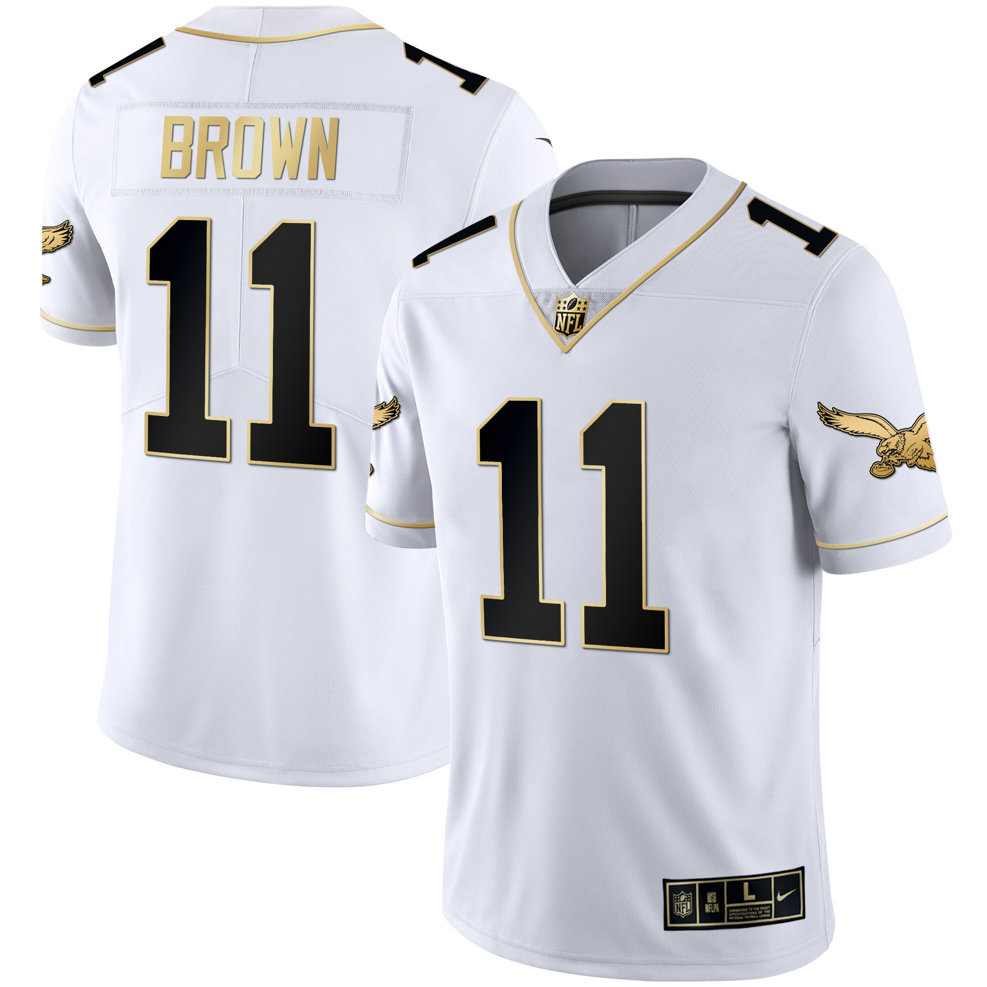 A.J. Brown Men's Philadelphia Eagles Gold & Kelly Vapor White Gold Jersey - All Stitched