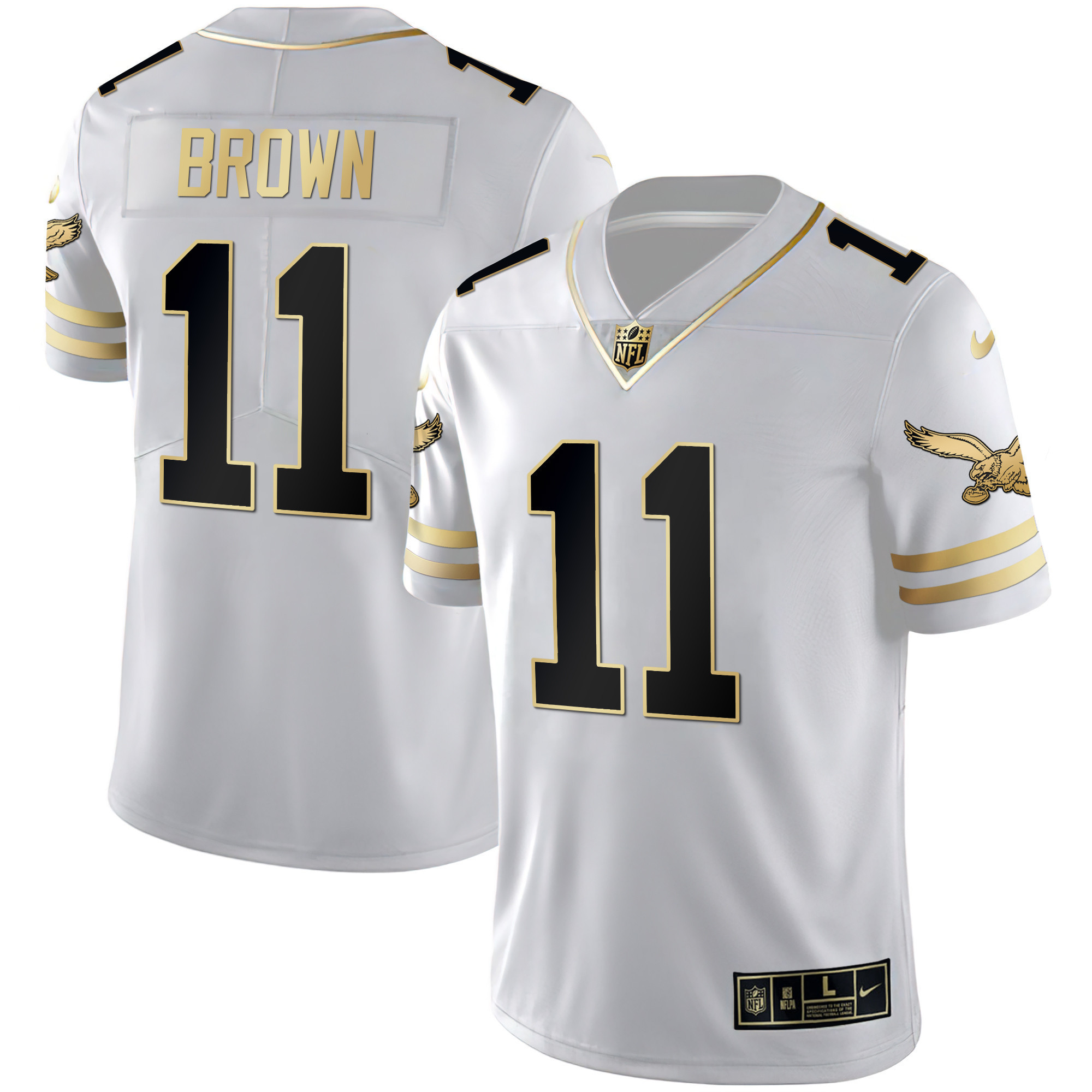 A.J. Brown Men's Philadelphia Eagles Gold & Kelly Vapor White Gold Jersey - All Stitched